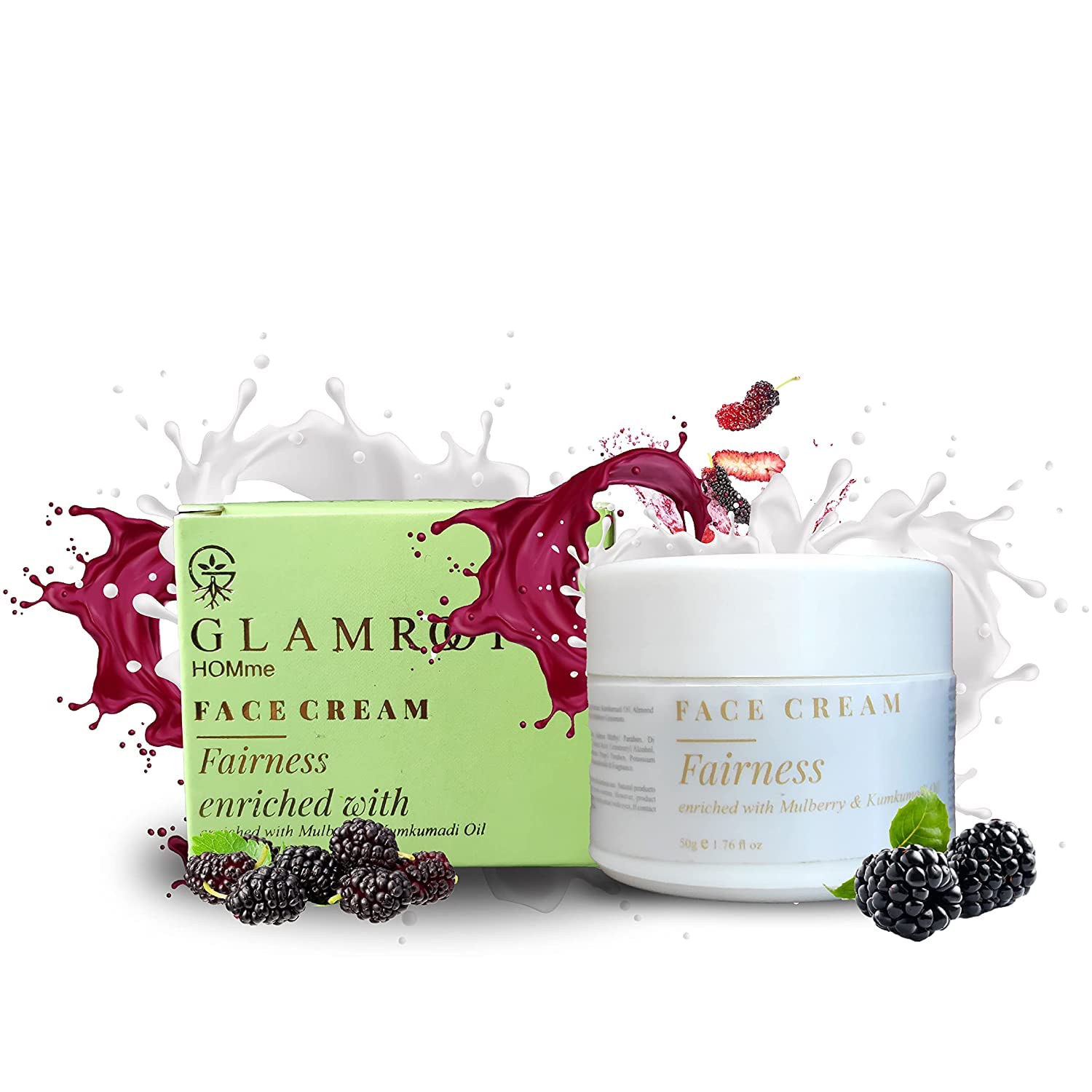 Fairness Face Cream with Mulberry Extract, Kumkumadi Oil & Almond Oil - Brightening & Hydrating Skin Care (50g) for Glowing Complexion & Even Skin Tone - Perfect for Daily Use & Night Routine