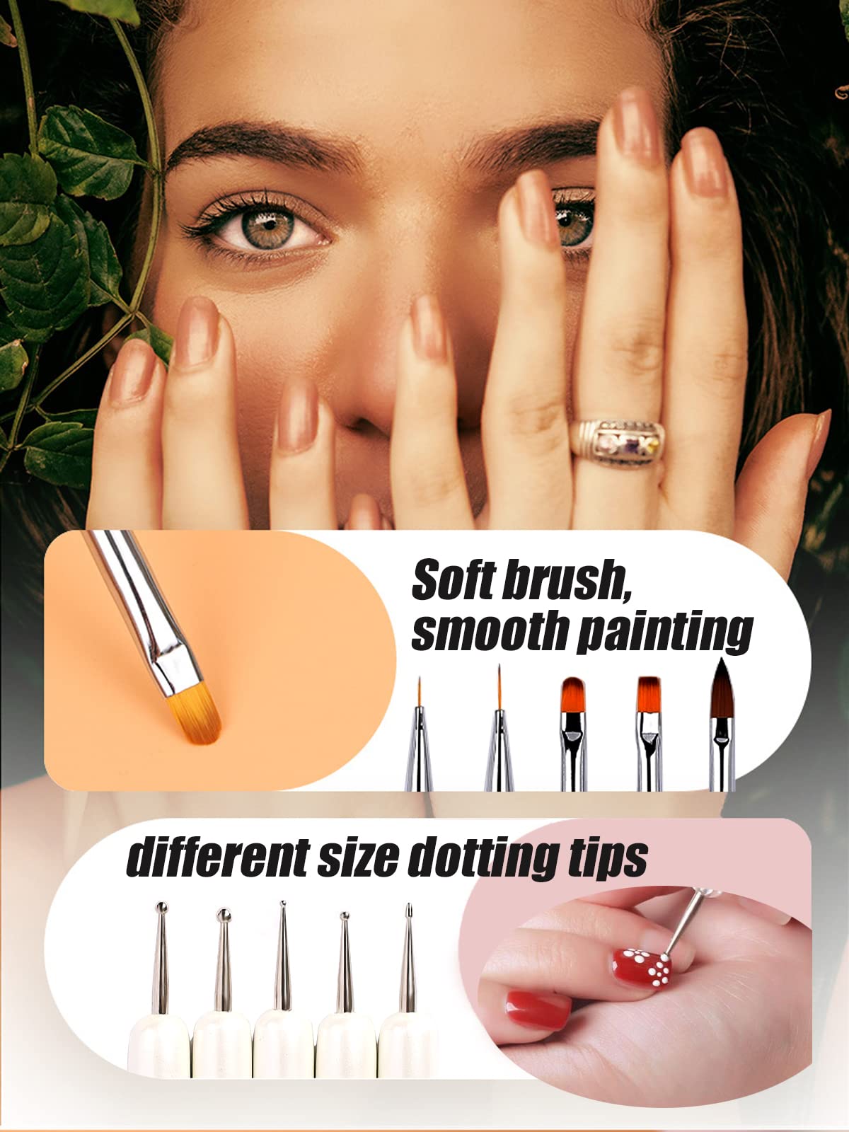 Gorvalin French Nail Stamper Kit - Black & White UV Gel Polish with Nail Art Brush & Dotting Pens | DIY French Manicure Set for Home Salon, Nail Art Designs & Professional-Looking French Tips