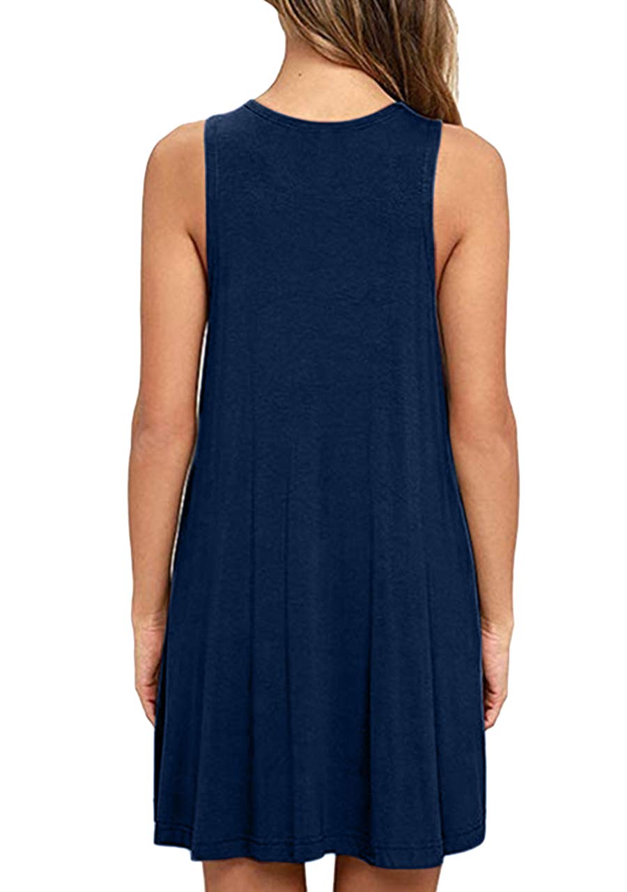 OMZIN Women's Sleeveless Swing Dress - Flared Tank Mini Dress with Pockets for Summer | Casual Wear, Beach Outfit, Vacation Dress, Party Dress