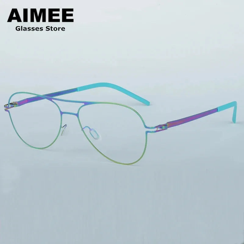 Aimee Unisex Full Rim Oval Double Bridge Steel Eyeglasses 14052 - Stylish & Durable Eyewear for Men & Women - Perfect for Work, Reading & Everyday Fashion