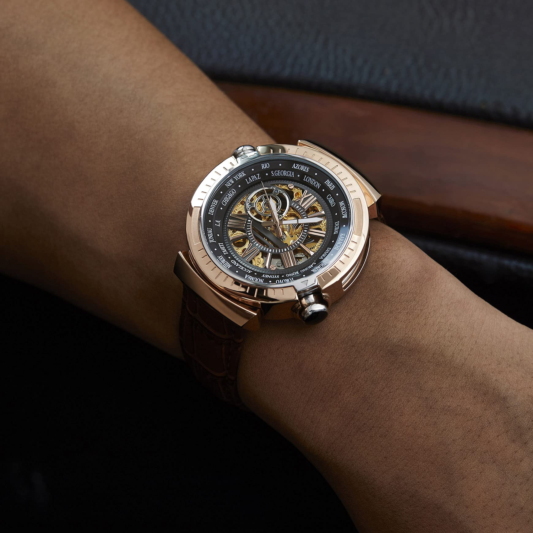 Premium Men's Mechanical Wrist Watch - Handcrafted Italian Leather Strap - Waterproof 50M - Dress & Casual Wear for Business, Date Night & Everyday Use