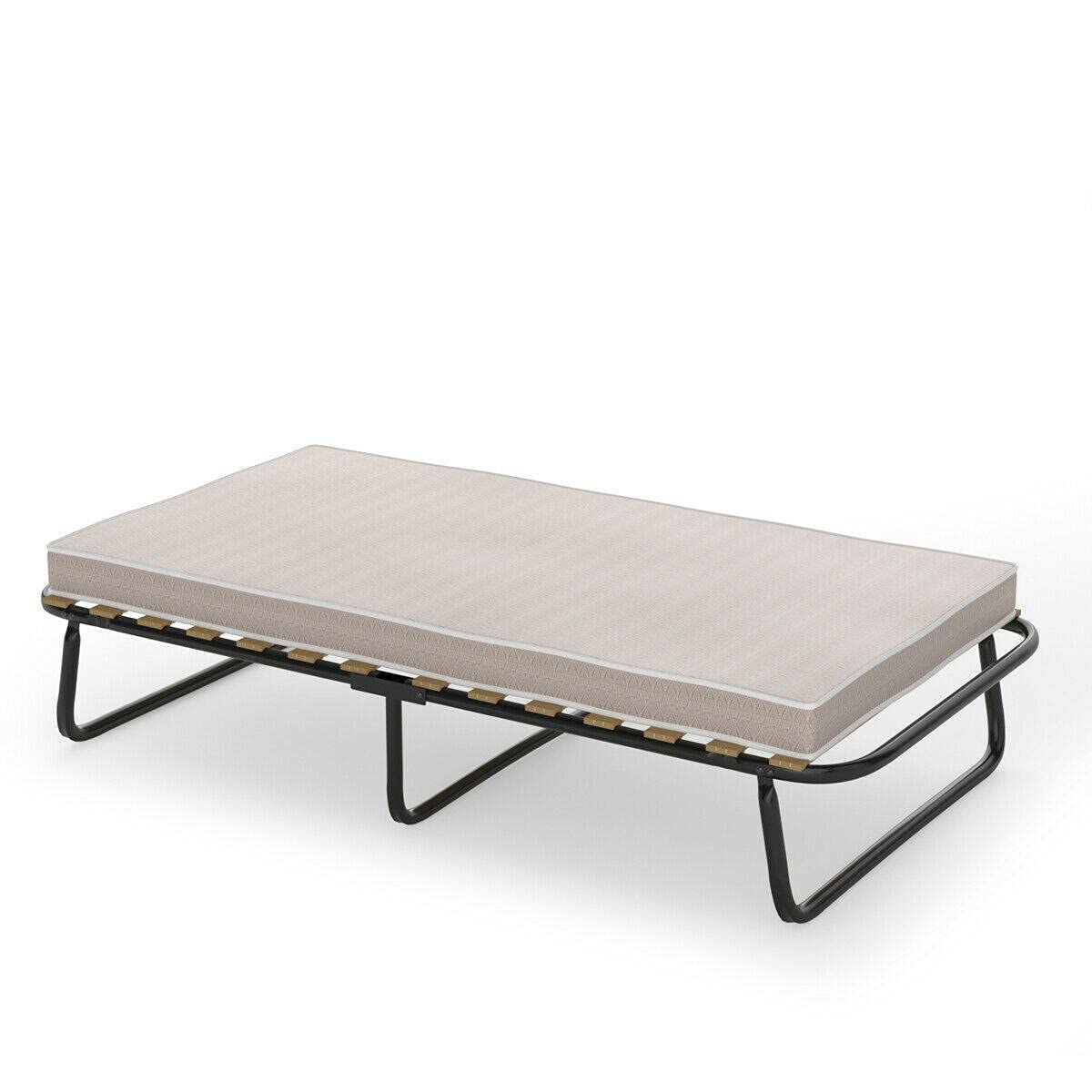 BouboboP Folding Guest Bed with Memory Foam Mattress - Twin/Full Size Metal Frame, Solid Wood Slats & Headboard - Space Saving Sleeper for Small Apartments, Dorms & Home Office Use