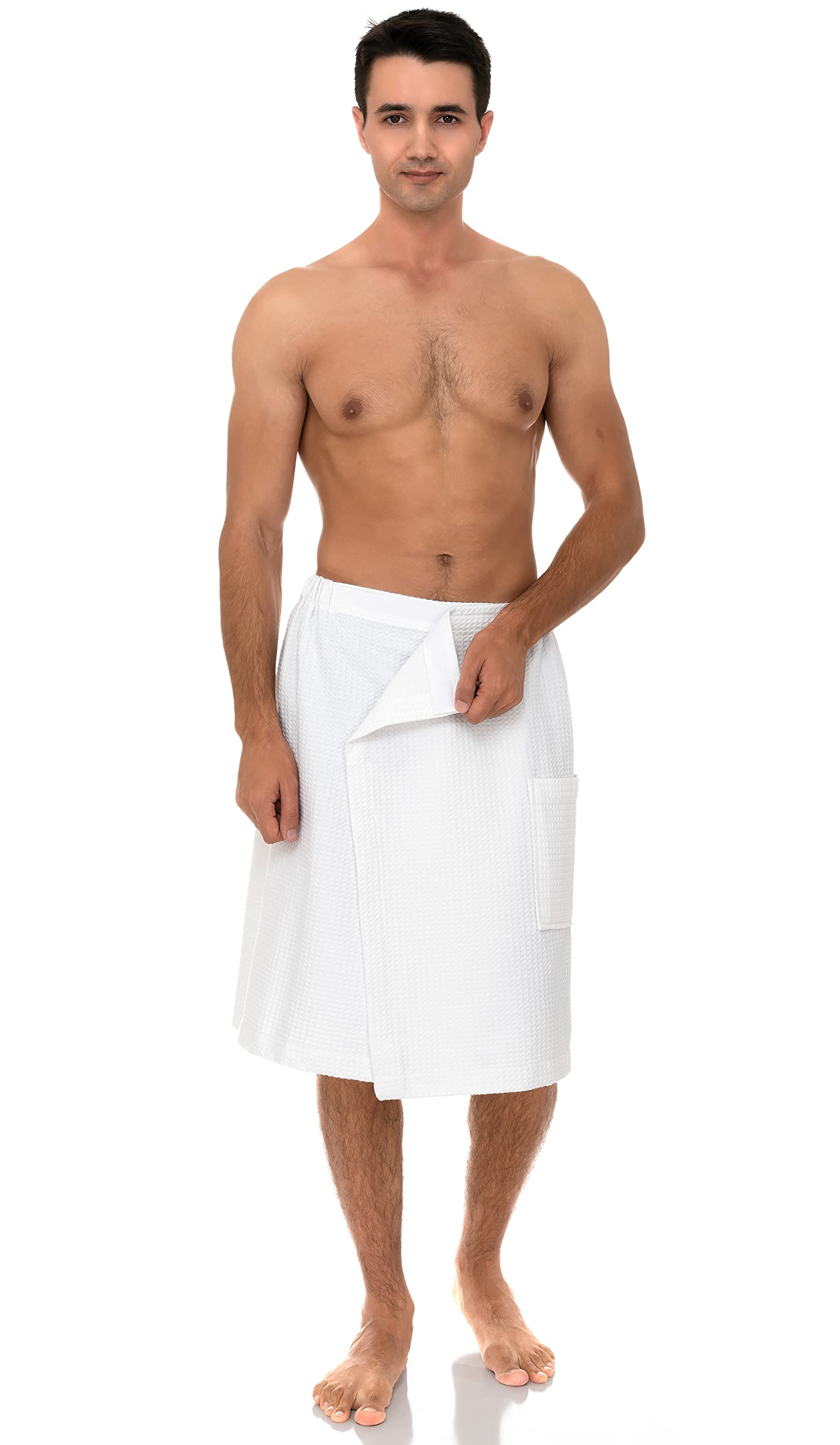 TowelSelections Men's Waffle Weave Shower Wrap - Soft Spa Bath Robe & Gym Cover-Up - Perfect for Post-Workout, Poolside & Relaxation at Home