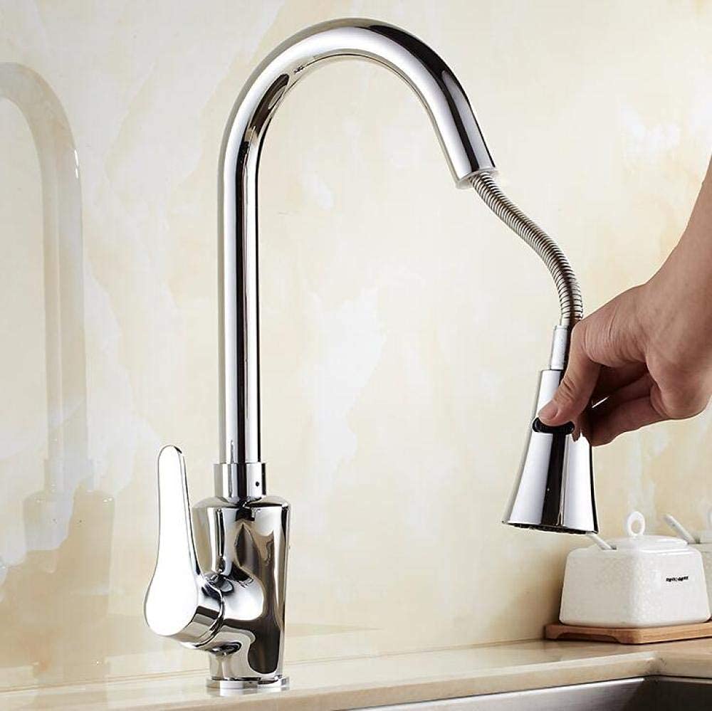 Black Pull Down Kitchen Faucet with Swivel Shower Head - Water-Tap Bathroom & Kitchen Sink Mixer Tap - Chrome Finish for Modern Vanity & Utility Sinks (Ideal for Washing Dishes, Filling Pots & Cleaning Vegetables)