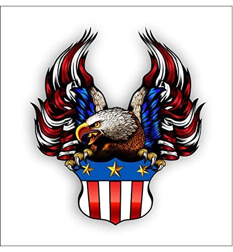 Waterproof Vinyl Bald Eagle & Flag Car Stickers - 5