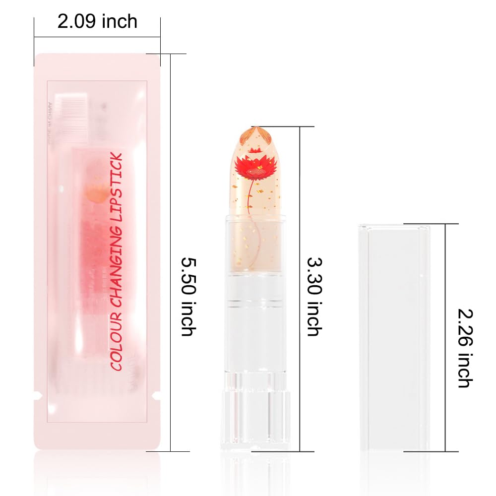 BINGBRUSH Crystal Flower Jelly Color Changing Lipstick - Long Lasting Moisturizing Lip Balm, Magic Color Shift Lip Gloss & Matte Lip Tint (03#Red Flower) | Perfect for Daily Wear, Date Night & Special Occasions
