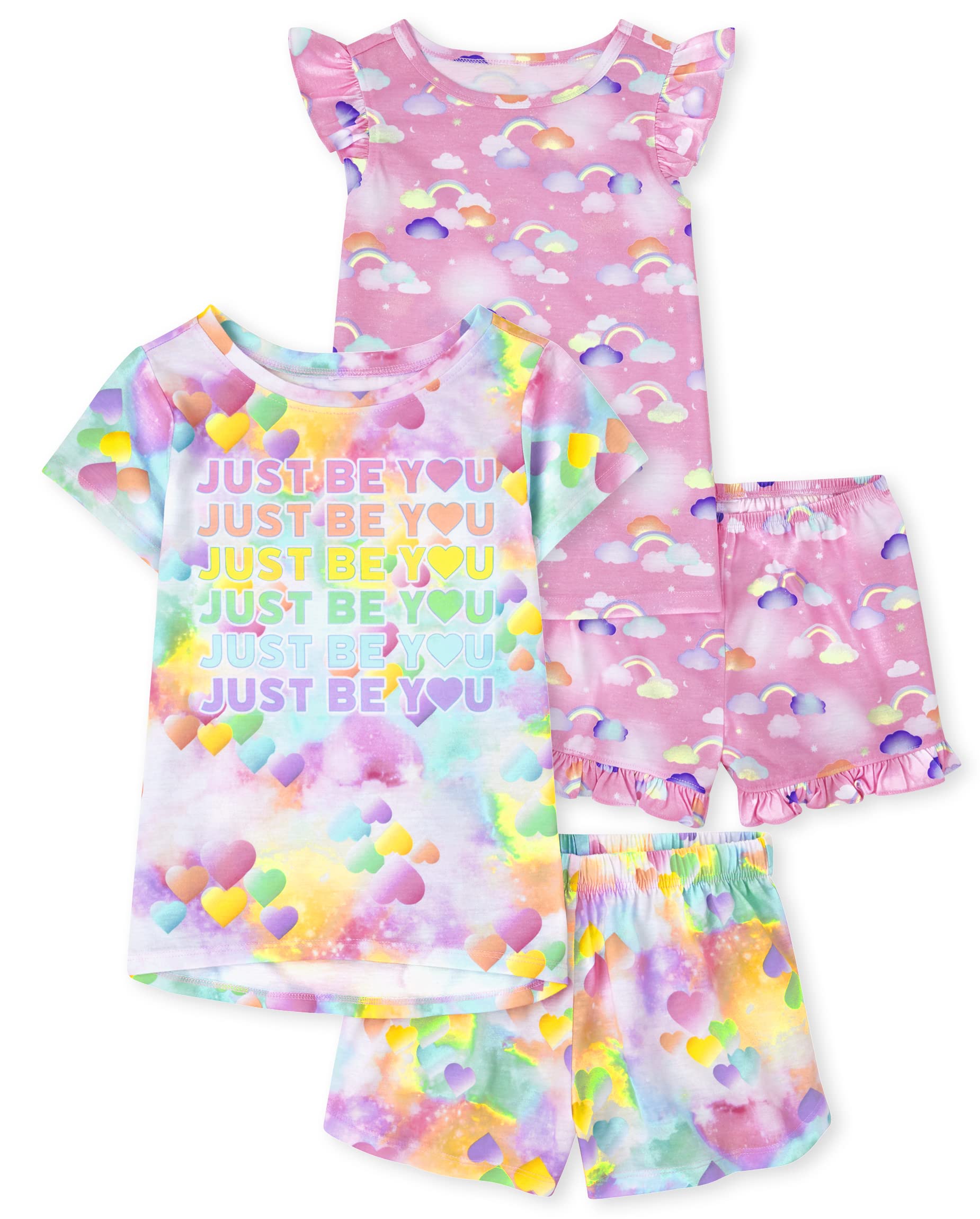 Girls 2-Piece Pajama Set - Short Sleeve Top & Shorts for Comfortable Sleep