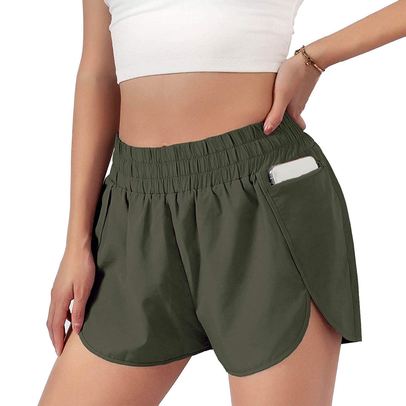Women's Elastic Waist Shorts with Pockets - Casual Wide Leg Sport Shorts for Summer Outings
