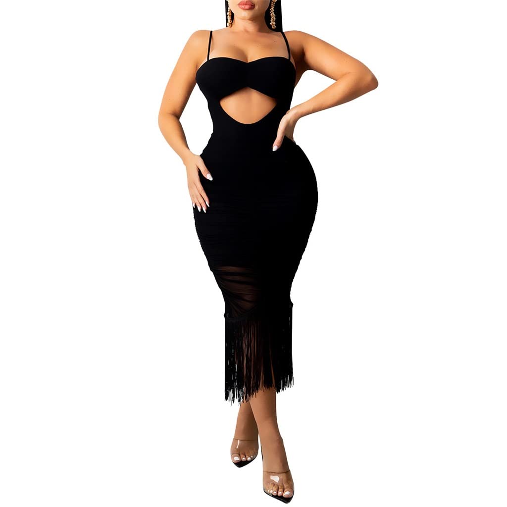 Sexy Sleeveless Club Dress for Women - Solid Color Bodycon Party Dress with Sling Design - XXL (Color A) | Perfect for Nightclubs, Evening Parties & Special Occasions