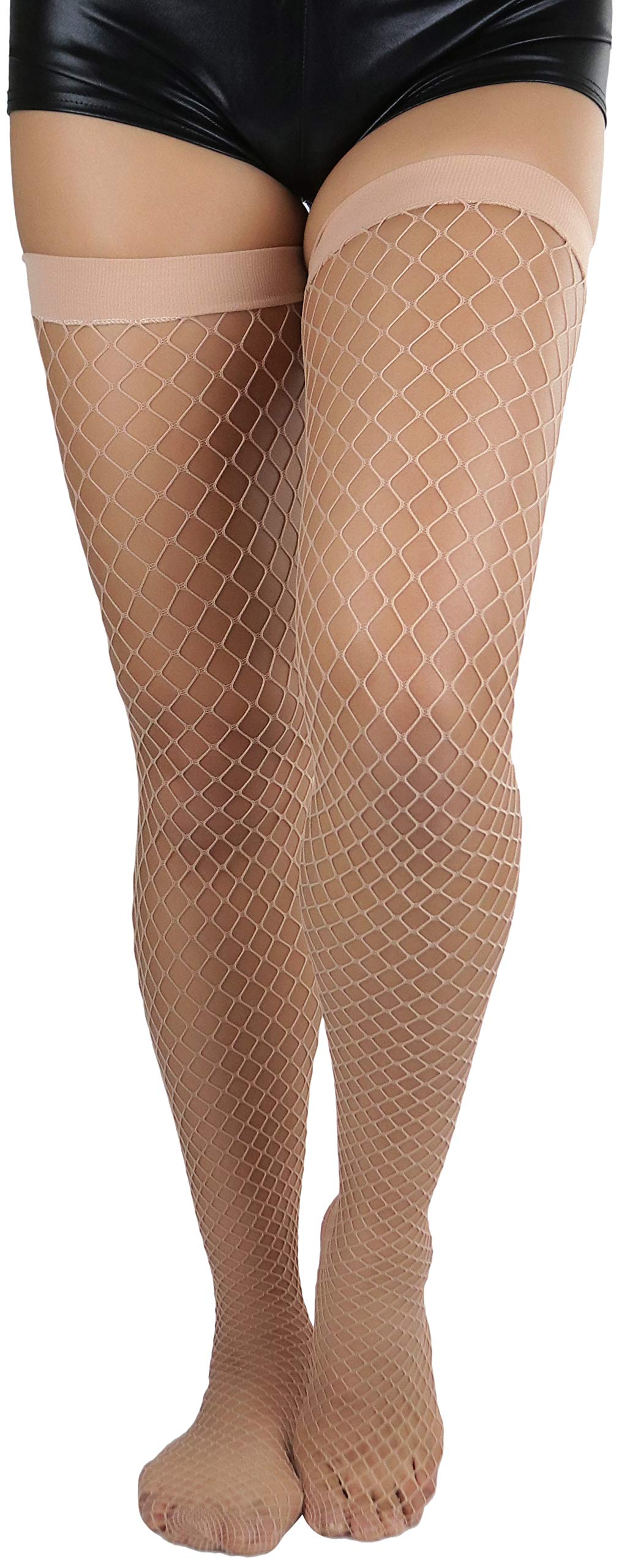 ToBeInStyle Women's Fishnet Thigh High Stockings - Sexy Sheer Tights with Lace Top for Party, Halloween, Cosplay & Night Out - Comfortable Stretchable Nylon Stockings for Dressing Up