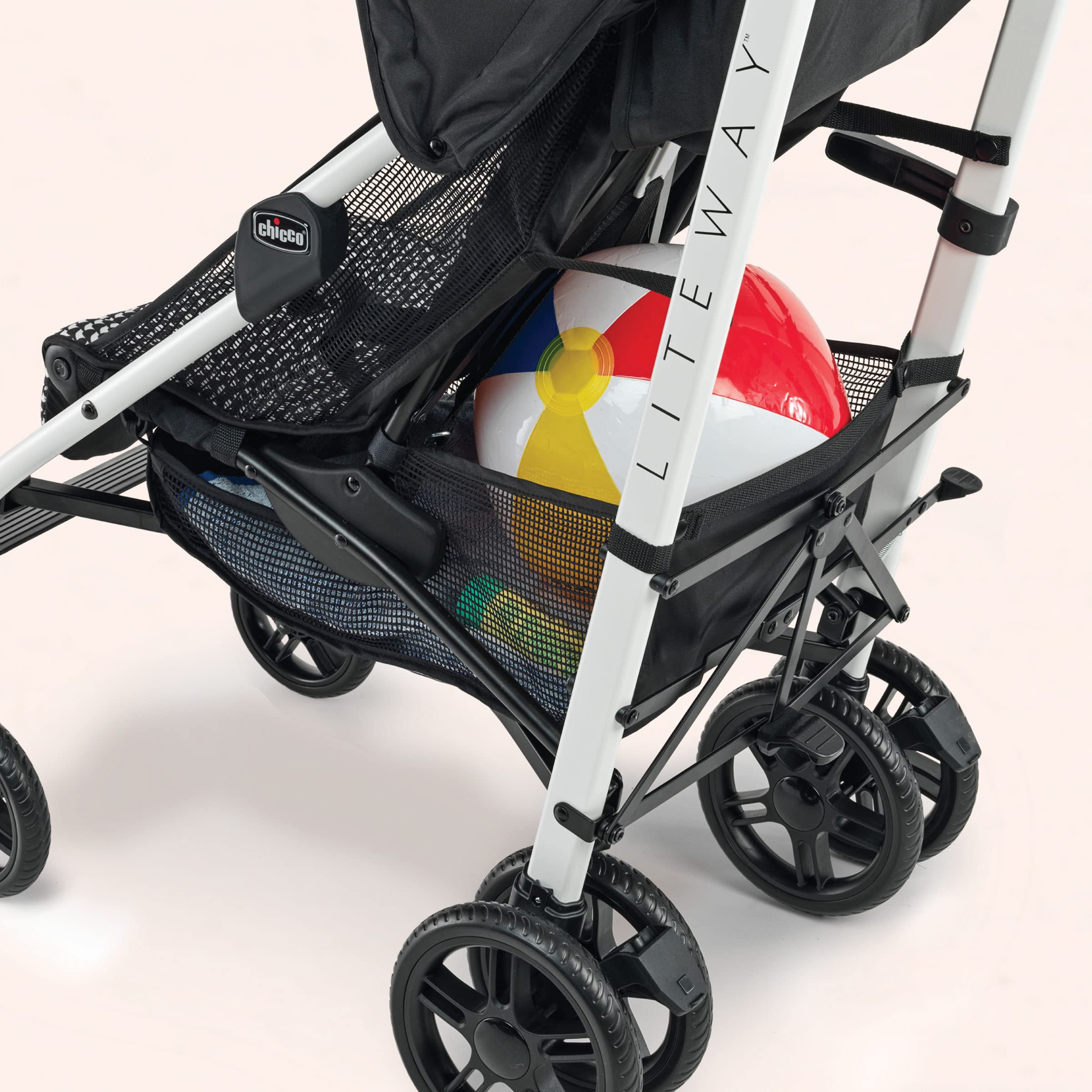 Chicco Liteway Compact Fold Lightweight Stroller for Babies & Toddlers - Aluminum Frame, Adjustable Canopy, Easy One-Hand Fold, Up to 40 lbs | Cosmo/Black/White | Perfect for Travel, Shopping & Everyday Use