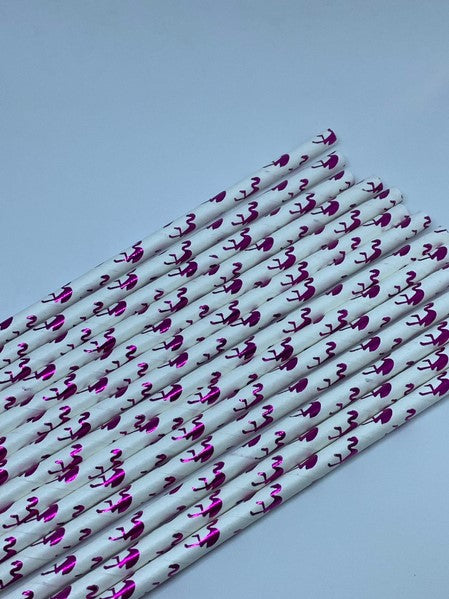 Eco-Friendly Flamingo Paper Straws - 100 Count Biodegradable Drinking Straws for Parties, Cocktails, and Summer Drinks
