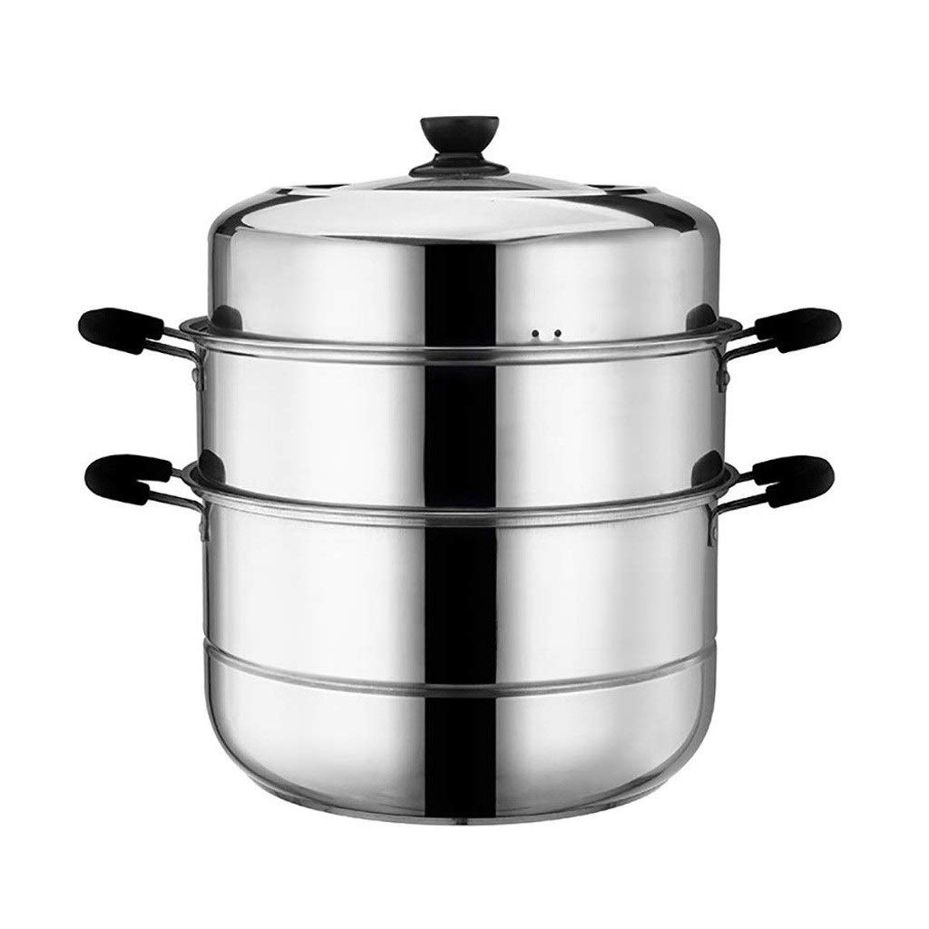 CHLLGK Stainless Steel Double Boiler & Steamer Set - 28cm Multi-Layer Cookware Pot for Melting Chocolate, Making Sauces & Steaming Vegetables - Perfect for Home Kitchen & Professional Use