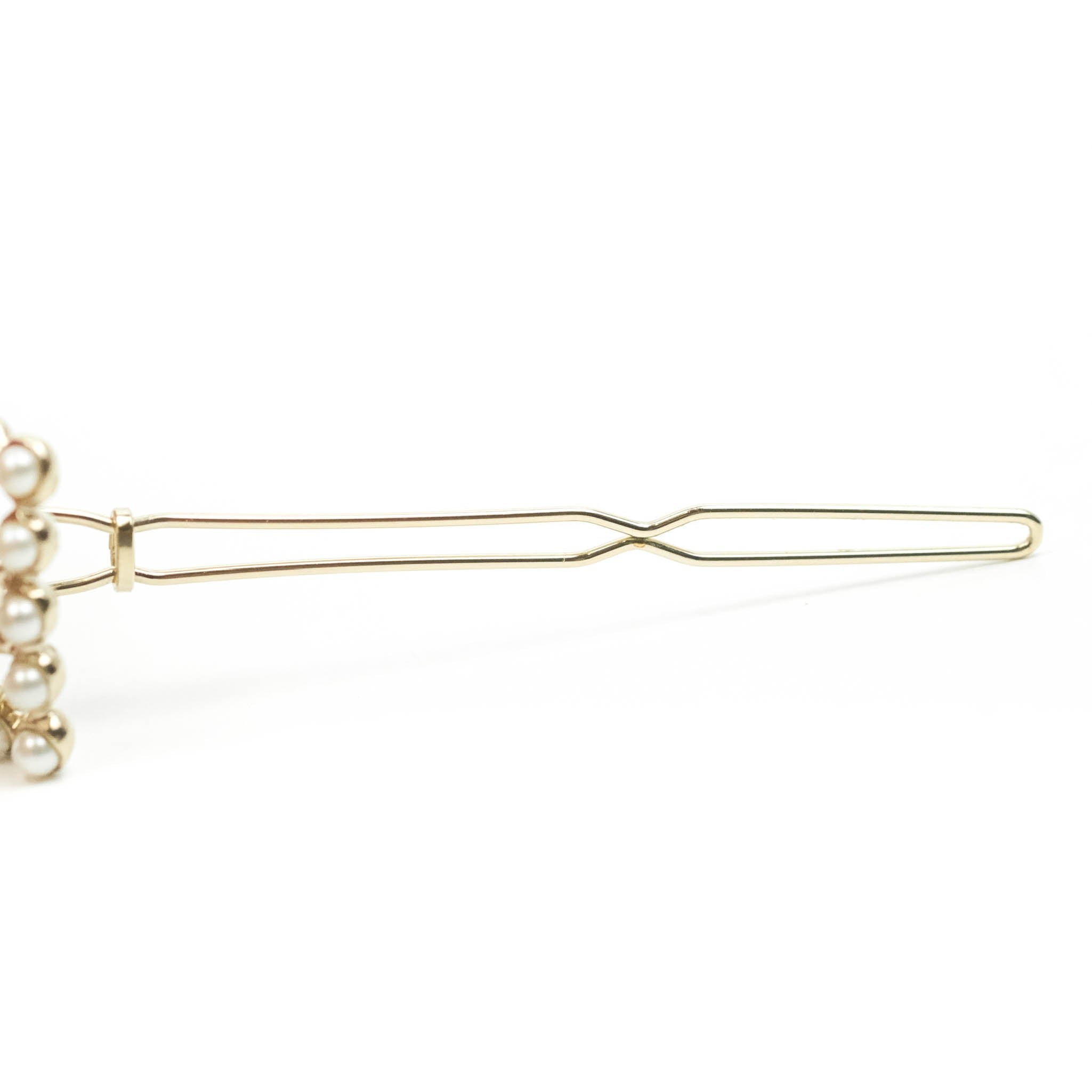 Chanel CC Pearl Grey Resin Hair Clip with Gold Tone - Elegant Hair Accessory for Women, Perfect for Parties, Weddings & Everyday Wear (Style 21V)