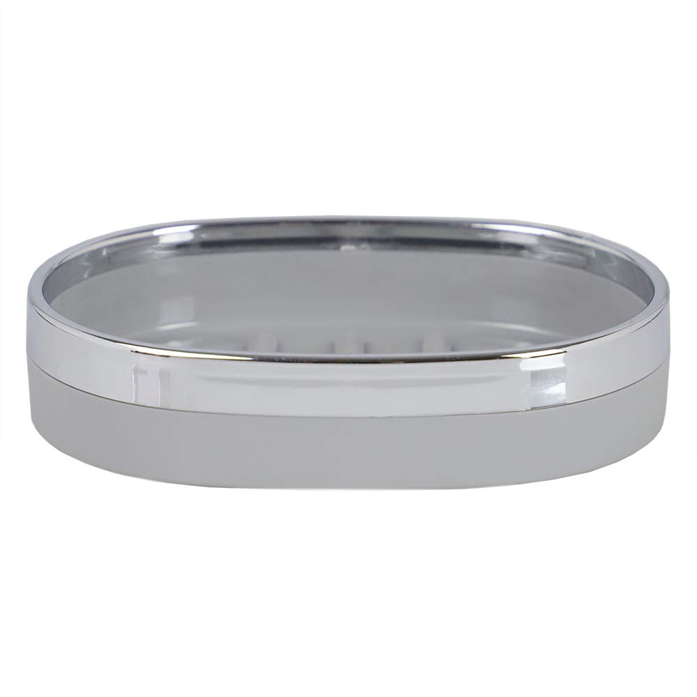Home Basics SD35006 Oval Soap Dish - Grey | Bathroom Organizer for Bar Soap | Perfect for Showers, Sinks & Countertops