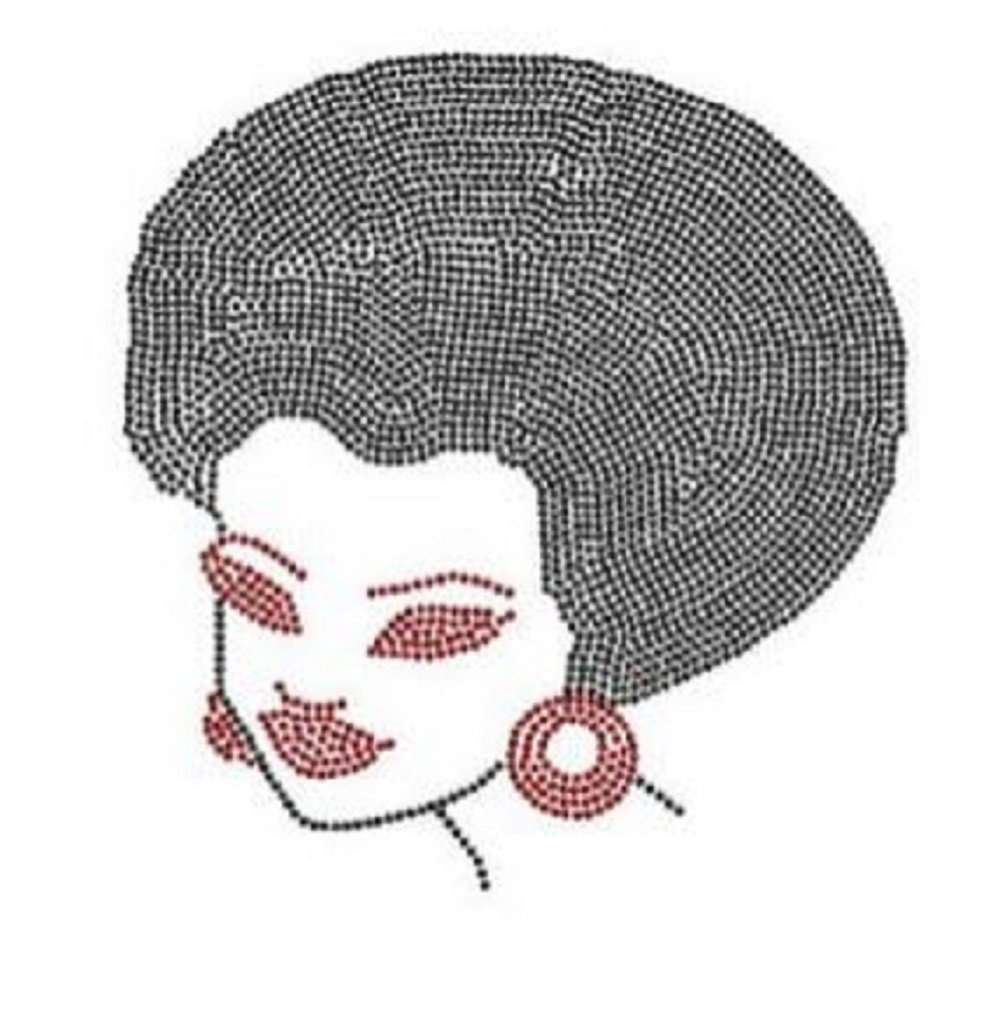 Big Afro #2 Rhinestone Iron-On Transfer for T-Shirts, Hoodies & DIY Crafts - Sparkling Bling Design for Dance Costumes & Party Outfits