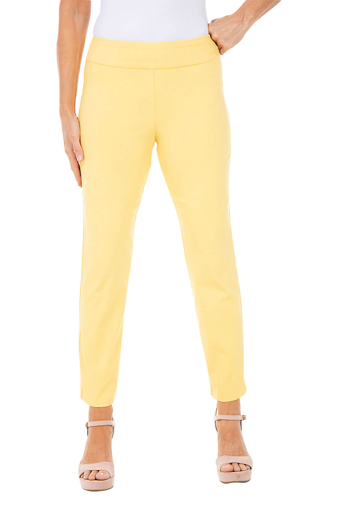Women's Stretchy Pull On Ankle Pants - Comfortable Elastic Waist Casual Trousers for Work, Travel & Everyday Wear