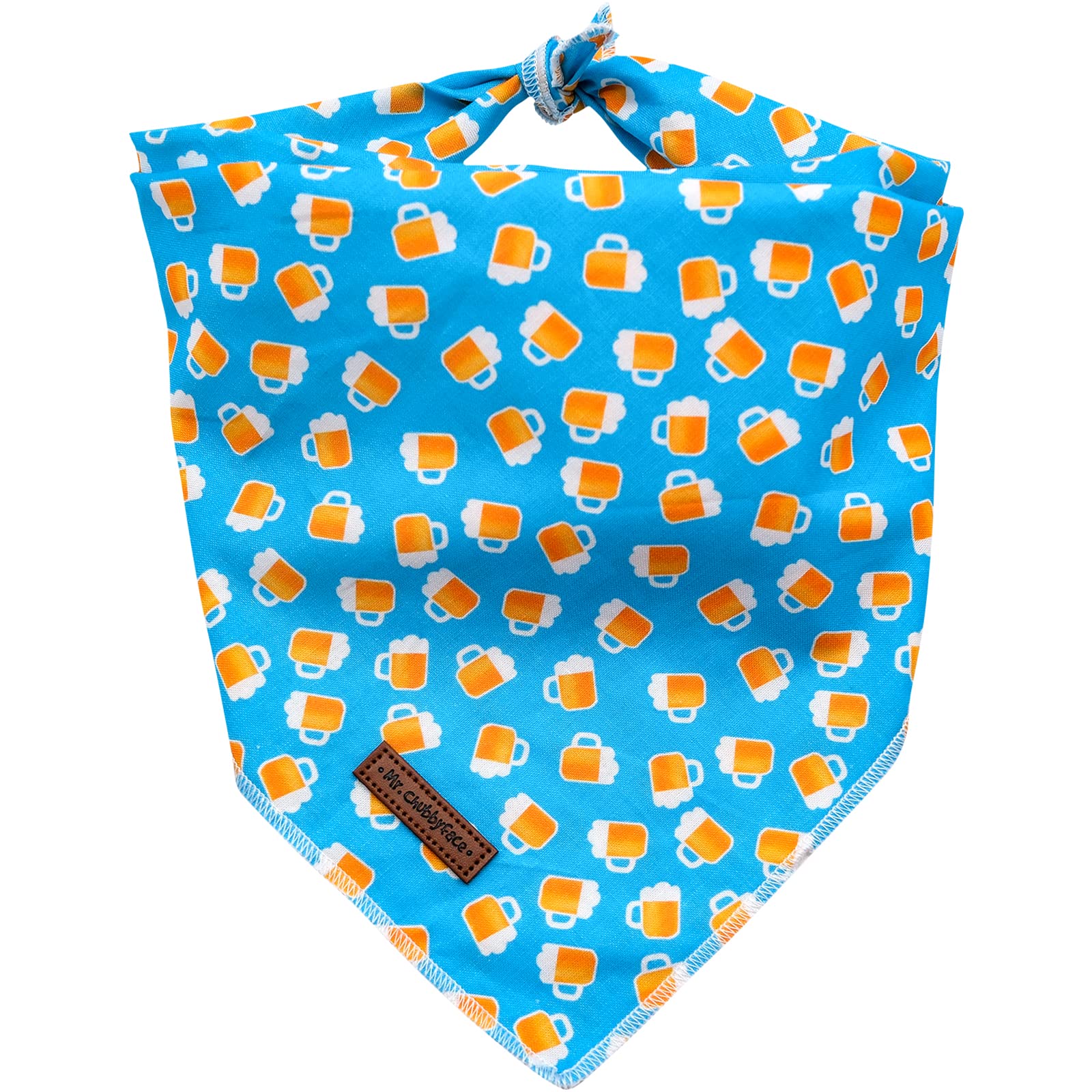 MR. CHUBBYFACE Reversible Blue Beer Dog Bandanas - Triangle Bib Scarf Accessory for Dogs & Cats - Perfect for Pet Parties, Holidays & Outdoor Adventures