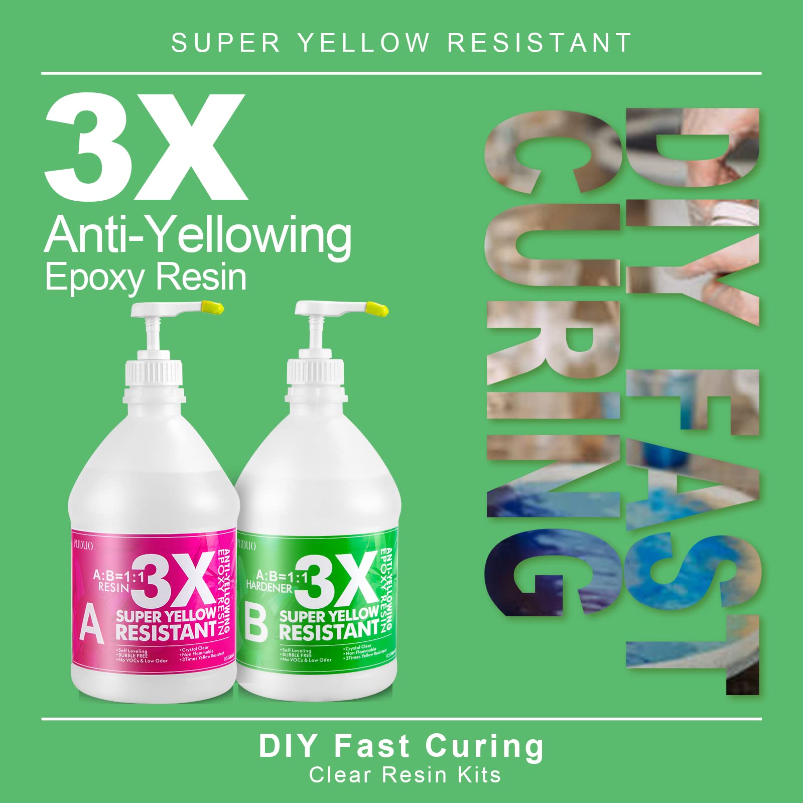 Premium 1 Gallon Crystal Clear Epoxy Resin Kit with Measuring Pumps | Anti-Yellowing Art Resin for Jewelry Making, Casting, DIY Crafts | Perfect for River Tables, Resin Art, Geode Creations & Silicone Mold Projects