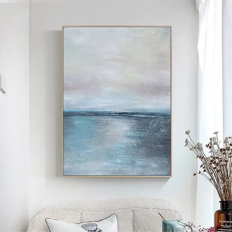 Ocean and Sky Painting #OS002 - Stunning Handmade Wall Art for Home & Office Decor - Perfect for Living Room, Bedroom, or Gift