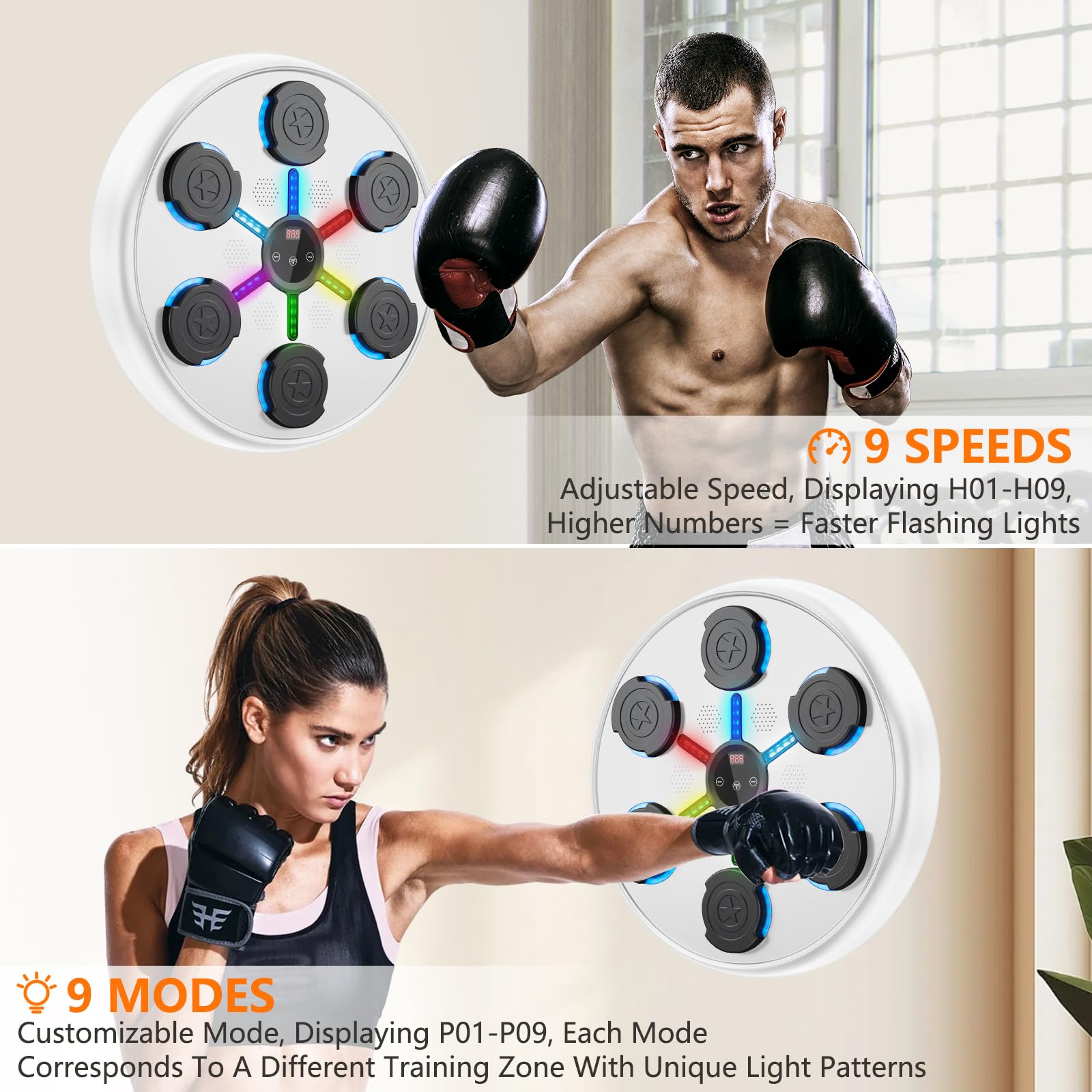 Portable Smart Bluetooth LED Music Boxing Machine - Wall Mounted Electronic Punching Bag for Home, Kids & Adults Training, Stress Relief - Perfect for Fitness, Boxing Practice & Fun Family Activities