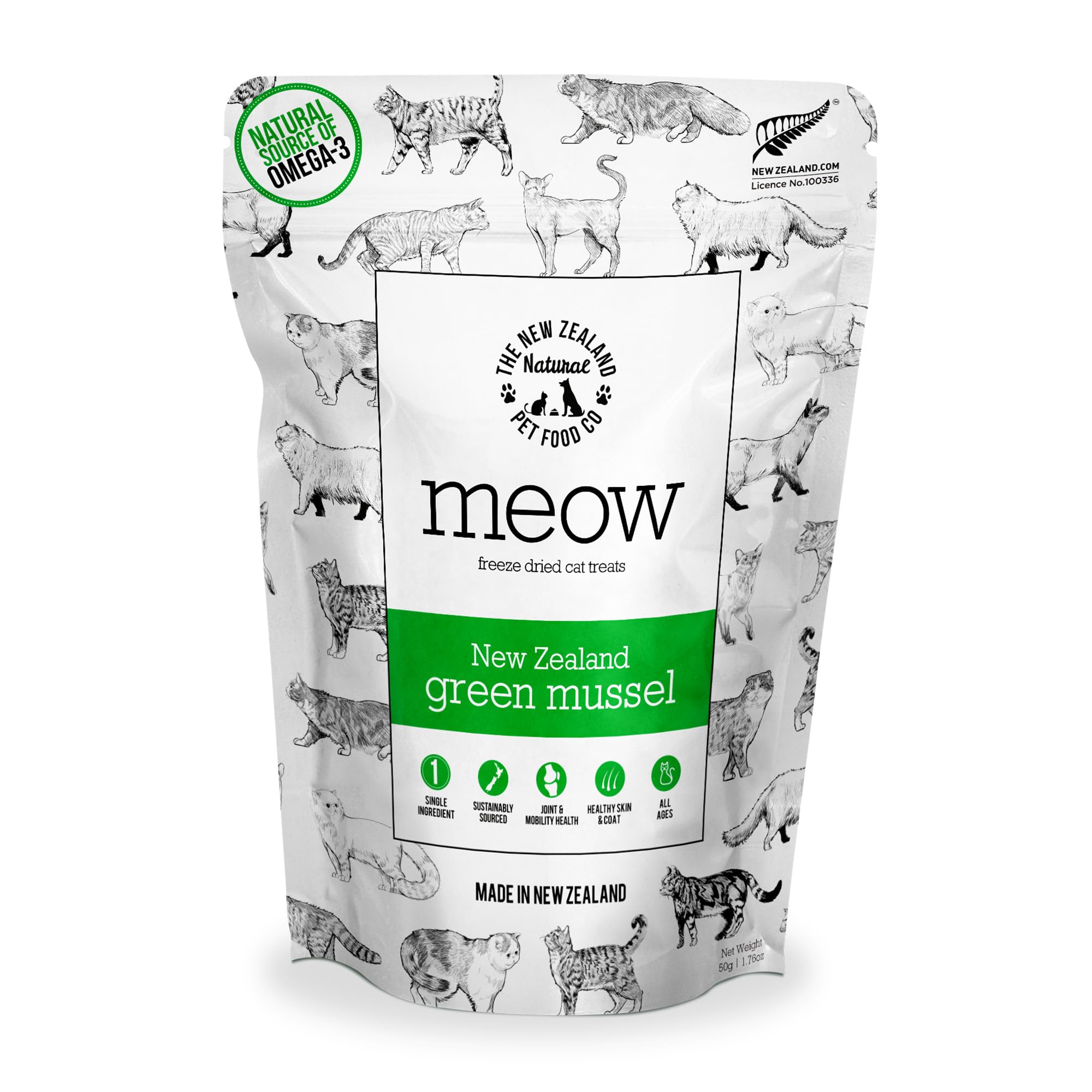 Freeze Dried Cat Treats with NZ Green Mussel - High Protein Healthy Snacks for All Life Stages - Perfect for Training & Rewards