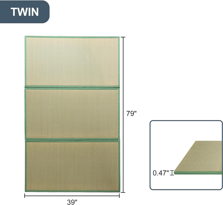 MAXYOYO Japanese Tatami Mat - 100% Natural Rush Grass, Portable & Foldable Futon Mattress for Floor Sleeping | Traditional Firm Floor Bed | Perfect for Meditation, Yoga, Guest Room & Small Space Living