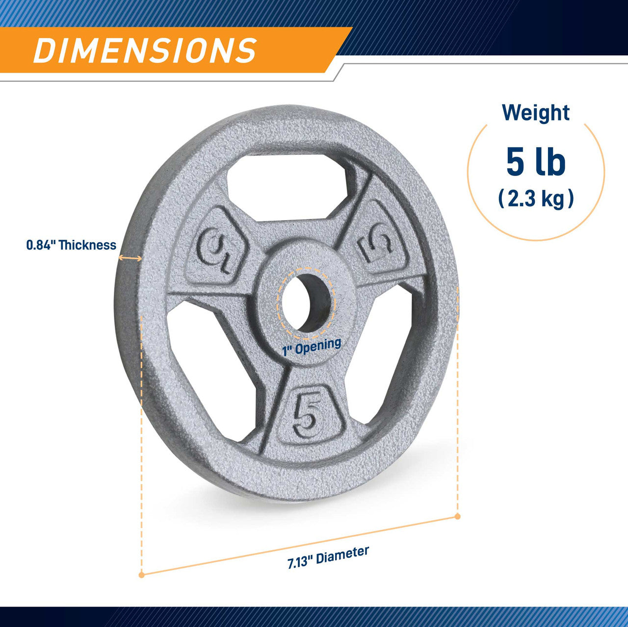 5lb Standard Size Grip Plate for Weightlifting & Strength Training - B5G 5505 - Perfect for Home Gym, CrossFit & Powerlifting Workouts
