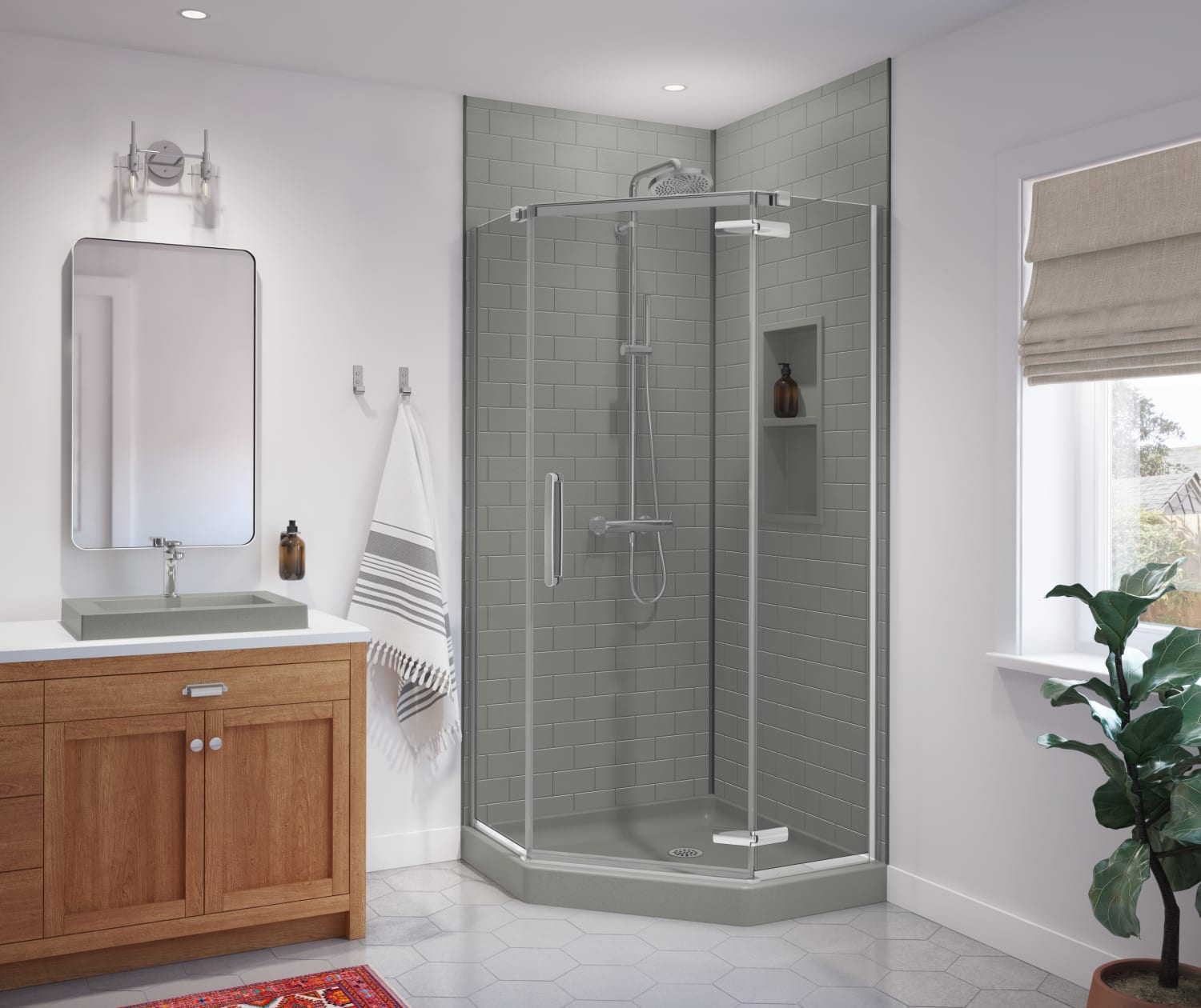 32 x 96 Swanstone Metro Subway Tile Glue-Up Bathtub and Shower Single Wall Panel - Waterproof Bathroom Wall Panel for Easy DIY Installation, Perfect for Bathroom Renovation and Shower Surrounds