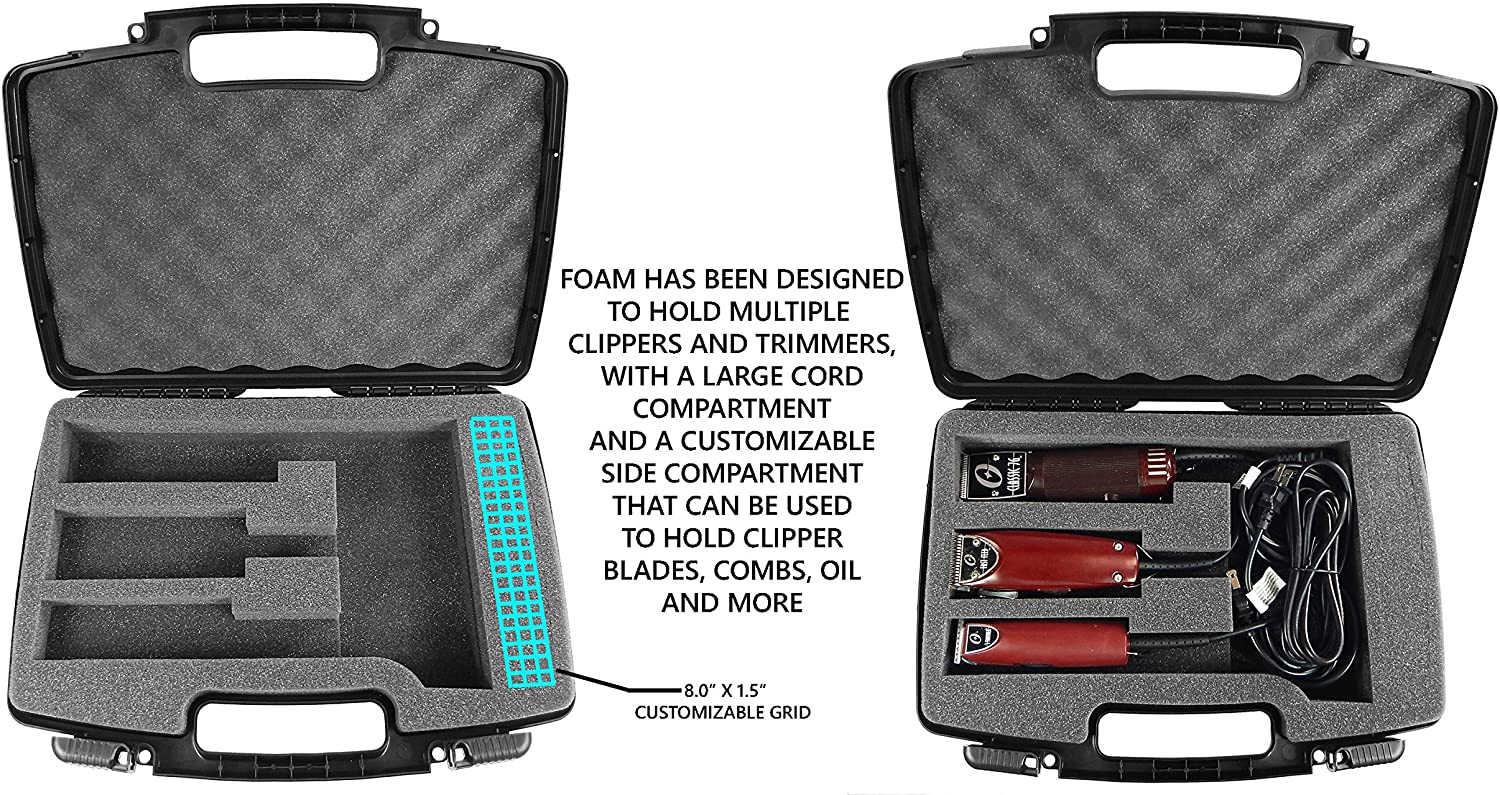 CASEMATIX Professional Barber Case for Clippers & Trimmers - Compatible with Oster Classic 76, Wahl, Andis & More - Perfect Organizer for Stylists & Salon Accessories - Ideal for Travel, Home & Professional Use