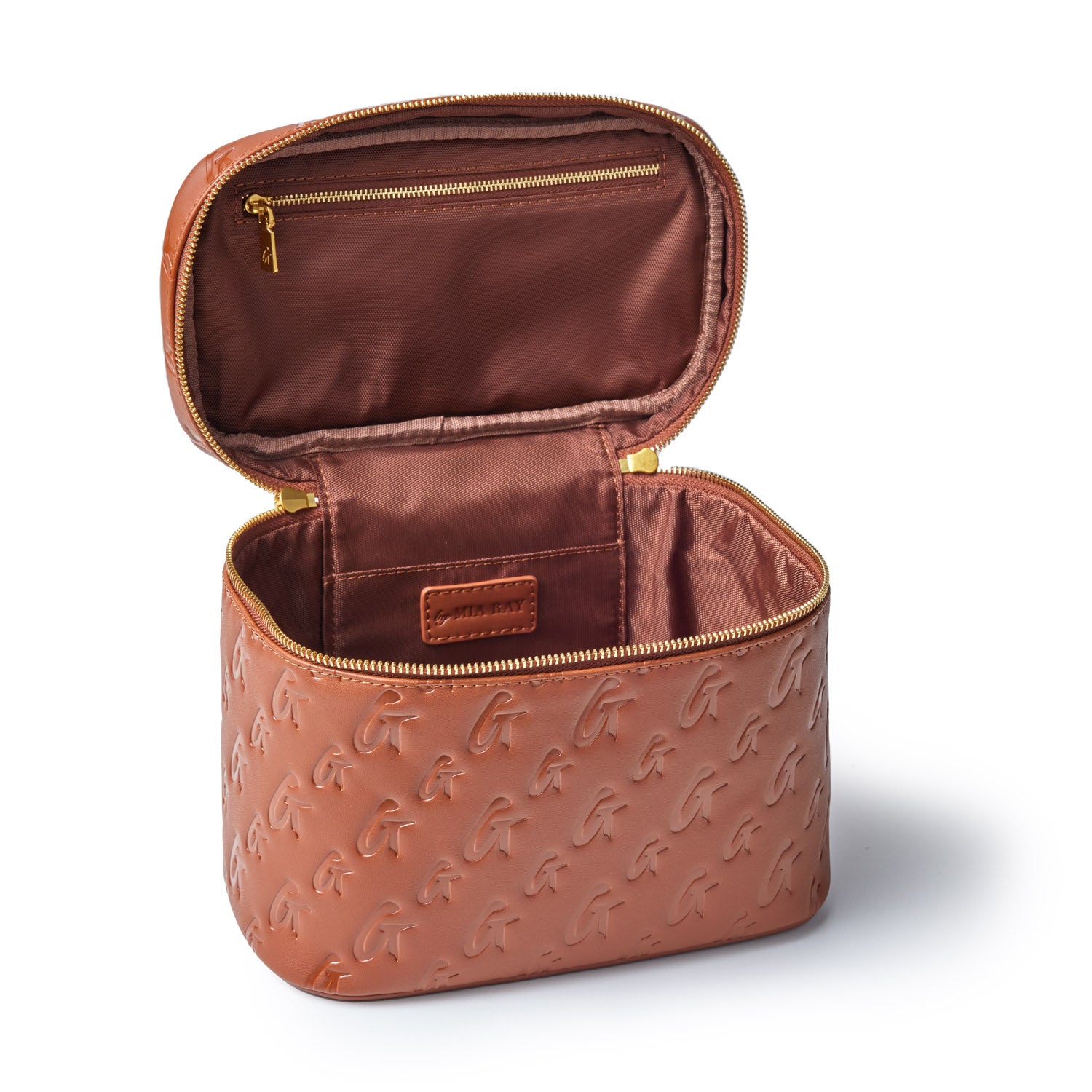 Large Monogram Toiletry Bag for Women & Men - Spacious Travel Cosmetic Organizer with Personalized Initials, Brown Leather - Perfect for Vacation, Gym & Weekend Getaways