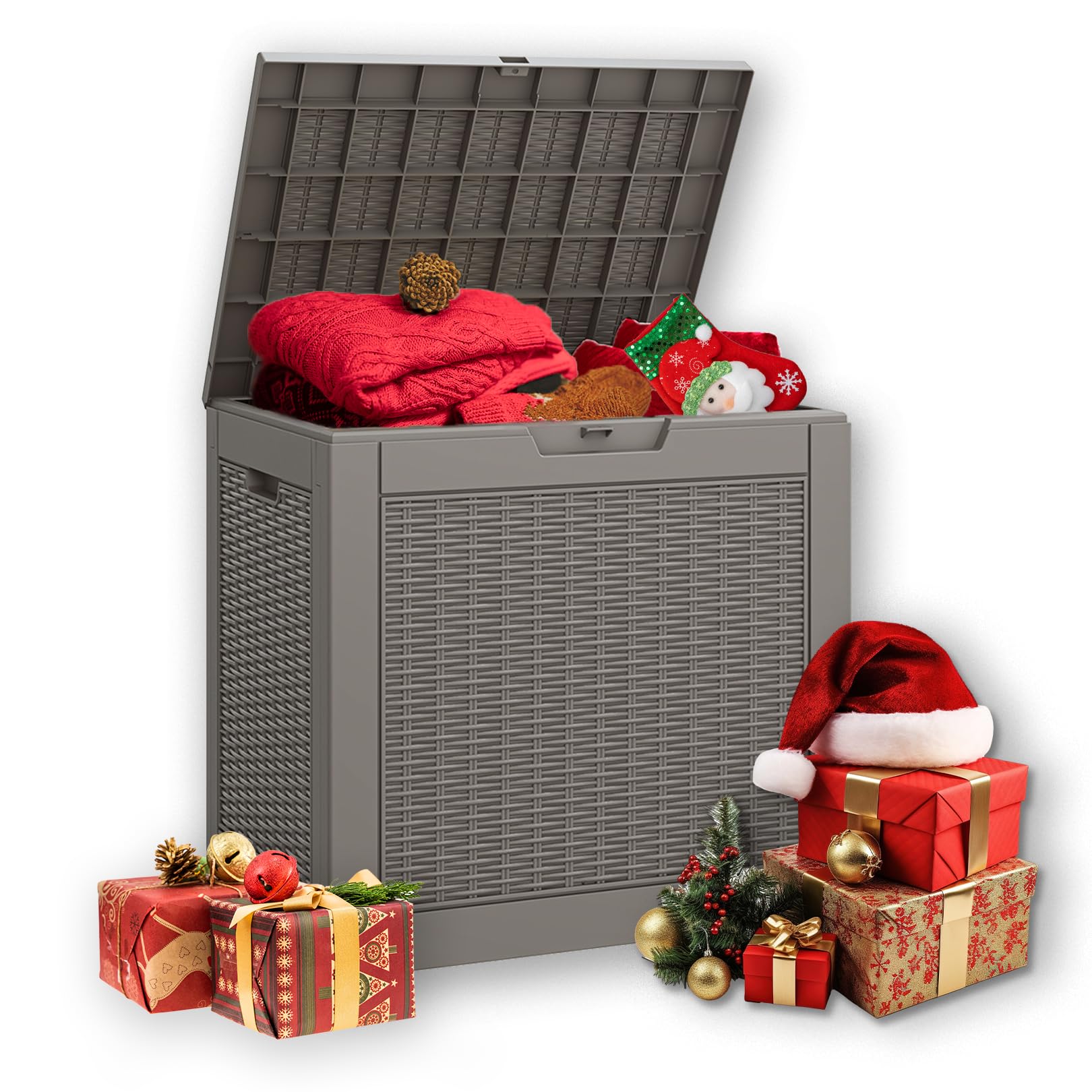 31 Gallon Outdoor Storage Box - Waterproof Deck Box for Backyard, Garden & Pool Accessories | Lockable Lid Storage Bench for Package Delivery, Patio Cushions & Tools | Perfect for Outdoor Organization & Weather Protection