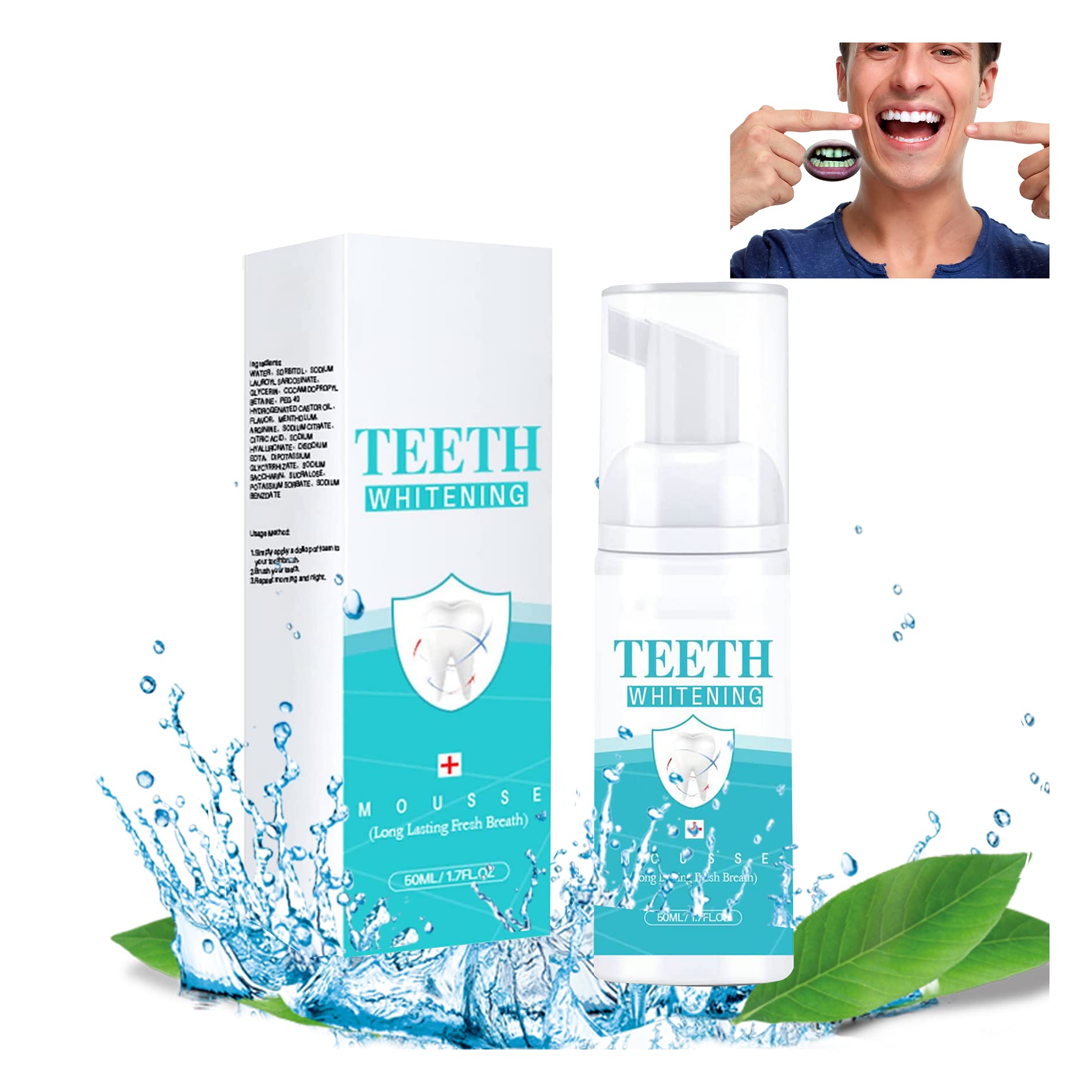 Saveuppro Teeth Whitening Mousse Foam - Deep Cleaning Toothpaste for Fresh Breath, Whitening & Oral Care | Travel-Friendly, Easy to Use Toothpaste Replacement | Perfect for Daily Use, Travel & On-the-Go Oral Hygiene (2 Pack)