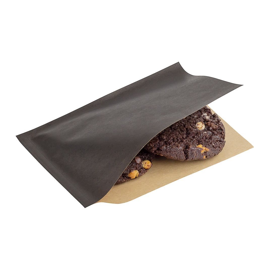 Black Greaseproof Paper Bags - Small Double Open Sandwich Bags 6.25