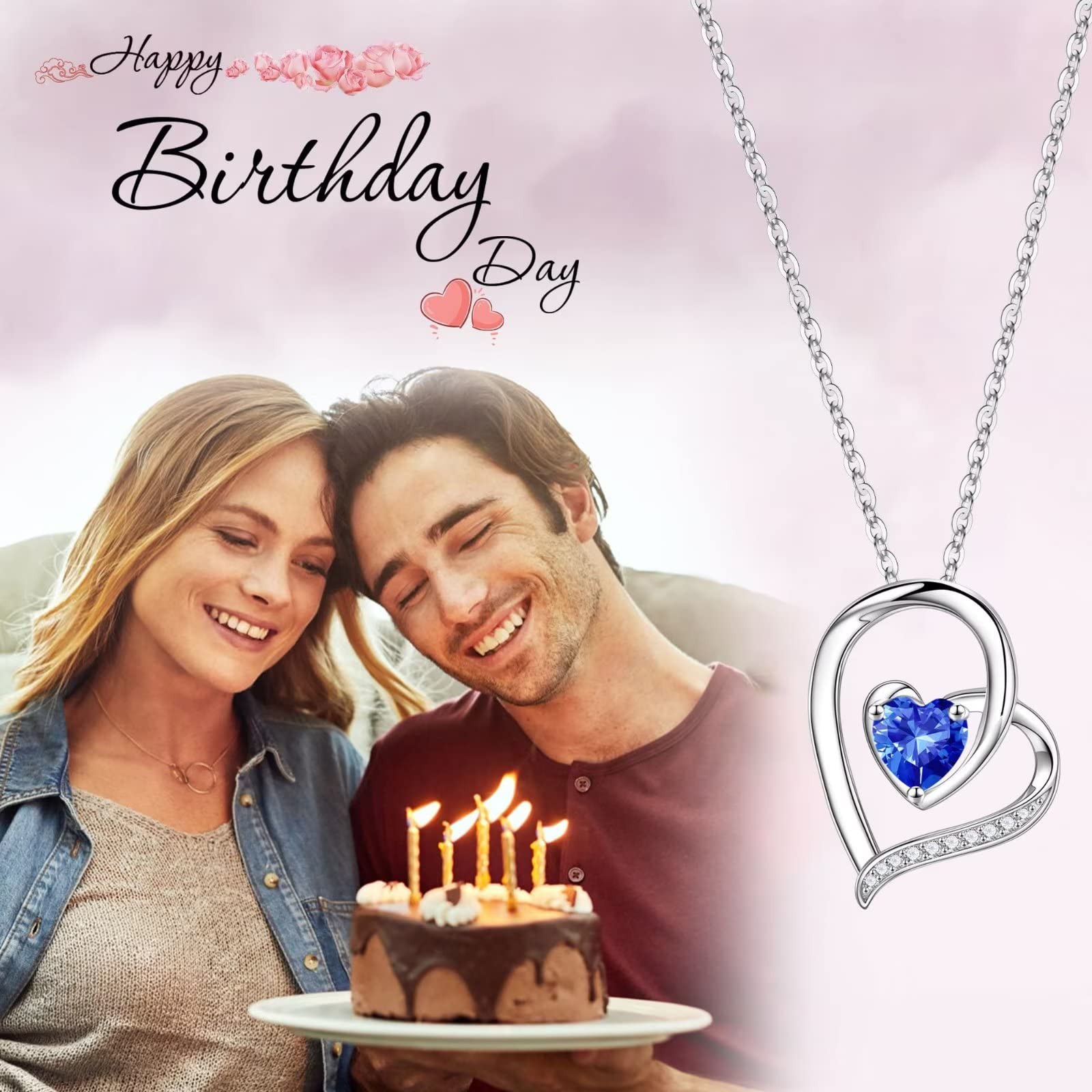 925 Sterling Silver Heart Birthstone Necklace for Women - Personalized Mothers Day, Anniversary & Birthday Jewelry Gift for Wife, Mom | Elegant & Meaningful Jewelry for Special Occasions