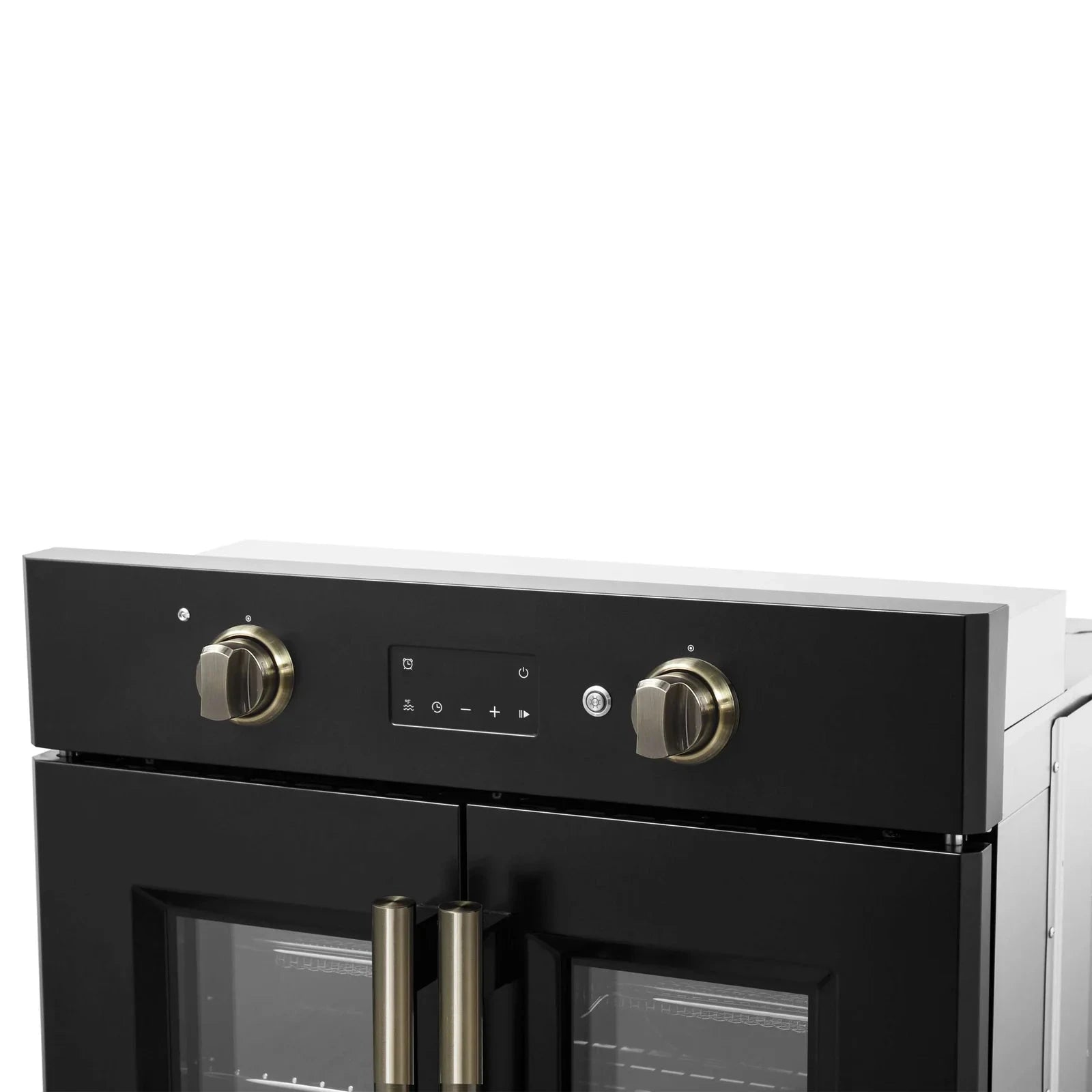 Forno Asti 30 Inch French Door Electric Wall Oven - Black with Antique Brass Trim, Built-in Convection Oven, Self-Cleaning, FBOEL1333 30BLK - Perfect for Modern Kitchens, Baking, Roasting & Entertaining