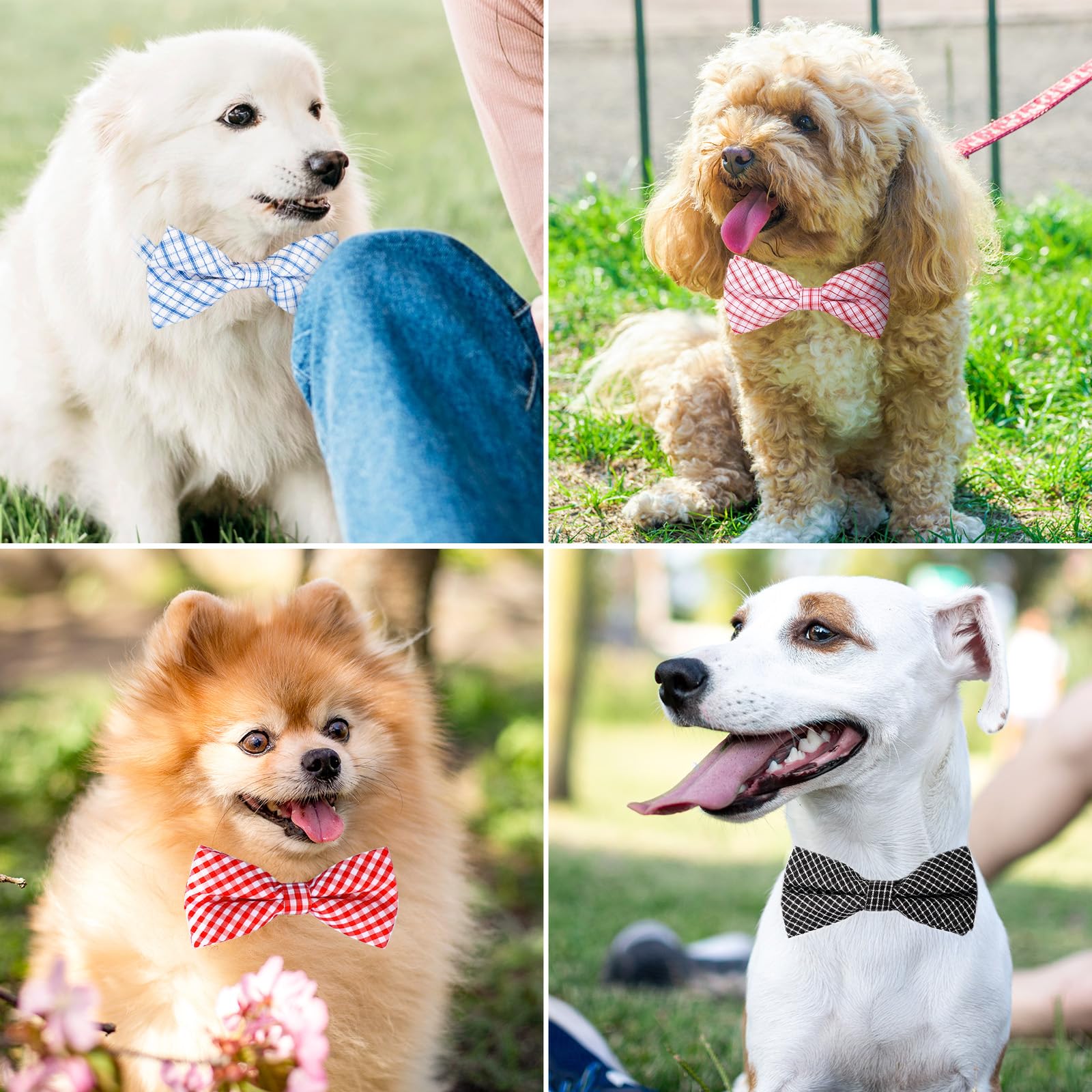 Segarty Plaid Dog Bow Tie - Adjustable Pet Bow Collar for Small Medium Large Dogs & Cats - Perfect for Weddings, Thanksgiving, Christmas Costumes & Grooming - Boy & Girl Pet Fashion Accessory