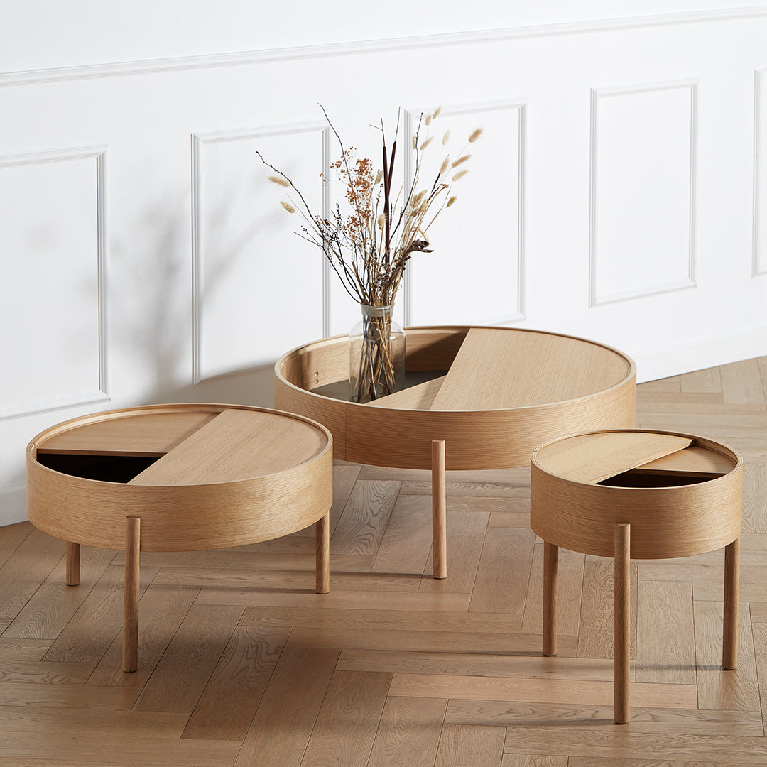 Julie Begtrup & Ditte Vad Arc Side Table by Woud - Modern Scandinavian End Table for Living Room, Bedroom & Office - Minimalist Design with Wooden Base & Metal Frame