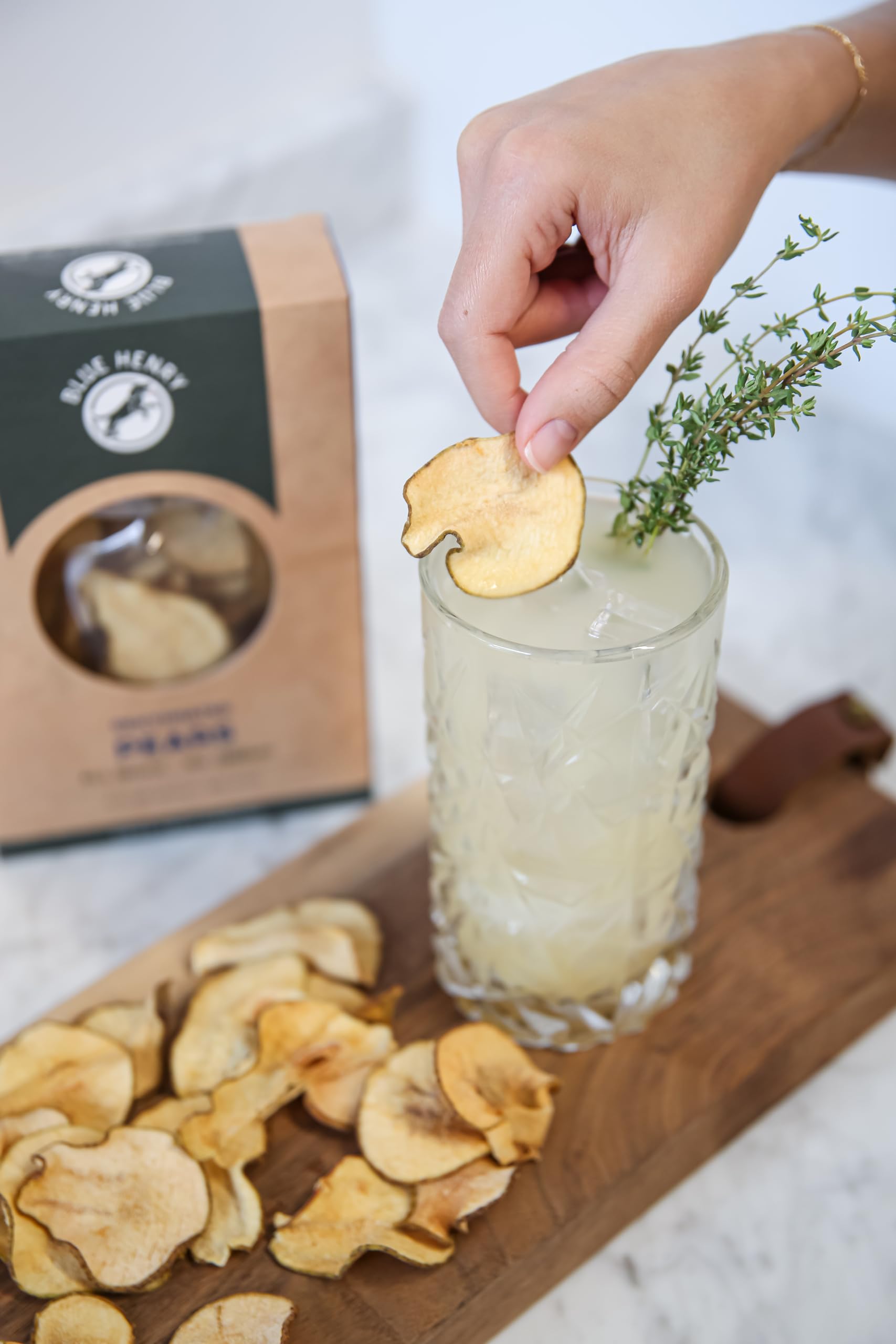 BlueHenry Dehydrated Pear Slices - 3oz Bag (30+ Slices) | All Natural, Vegan, Gluten-Free Snacks | Made in USA | Perfect for Cocktail Garnish, Baking Recipes & Healthy Snacking