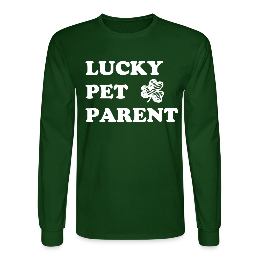 Lucky Pet Parent Long Sleeve T-Shirt for Dog & Cat Lovers - Comfortable Cotton Shirt for Pet Owners, Animal Rescue Volunteers & Veterinary Professionals
