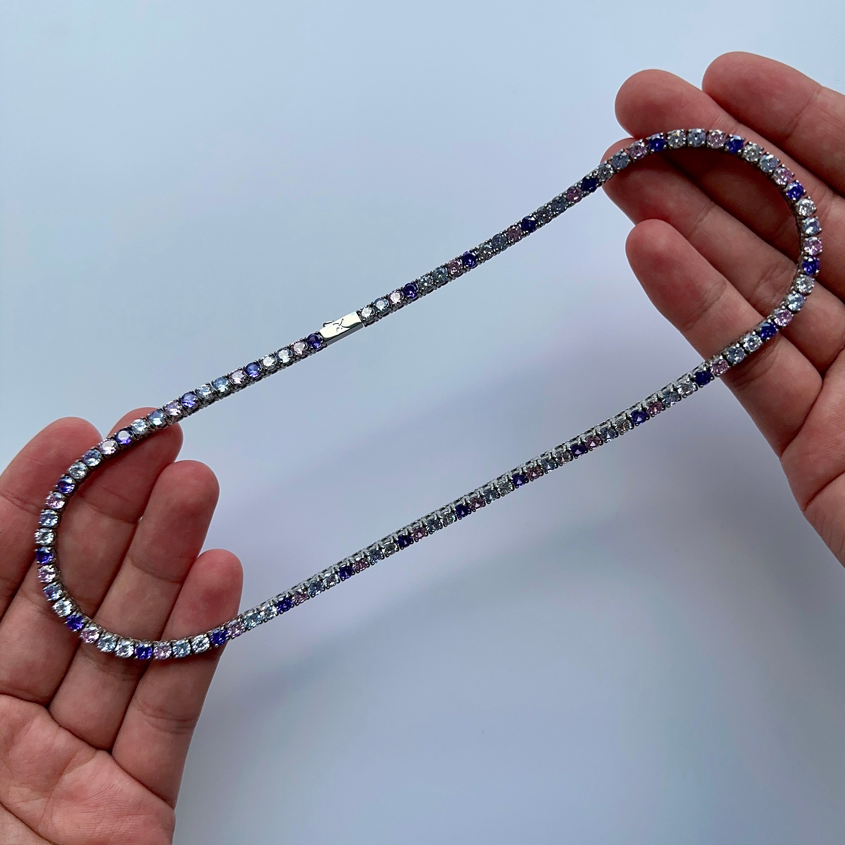 4mm Lilac Stainless Steel Tennis Chain for Men & Women - Elegant Jewelry for Parties, Weddings & Everyday Wear