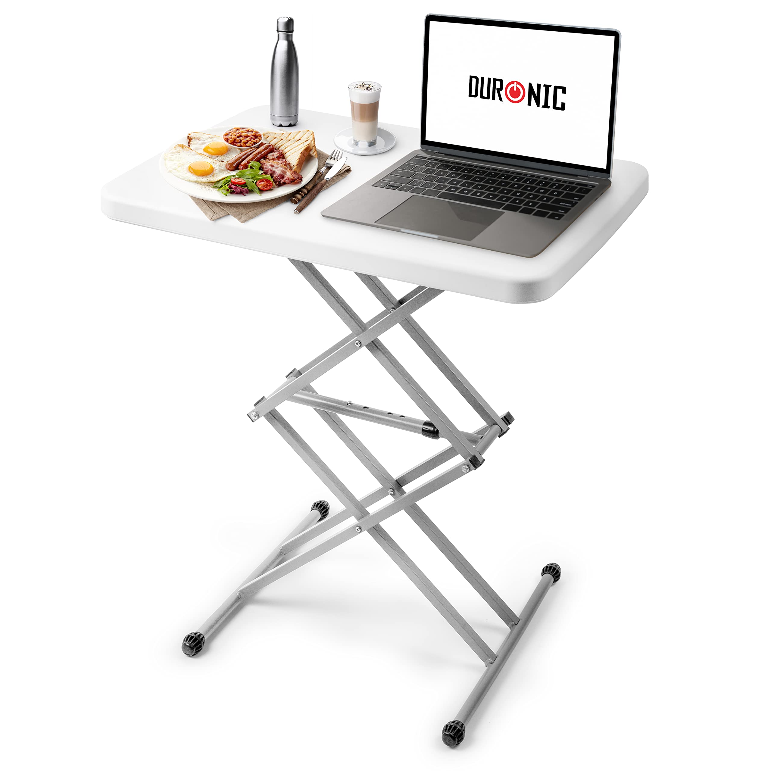 **Duronic CT13 Adjustable Height Folding Table - Portable Scissor Design for Indoor & Outdoor Use | Perfect for BBQ, Picnic, Party, Crafting, TV Dinner, Camping & Laptop Work Desk**