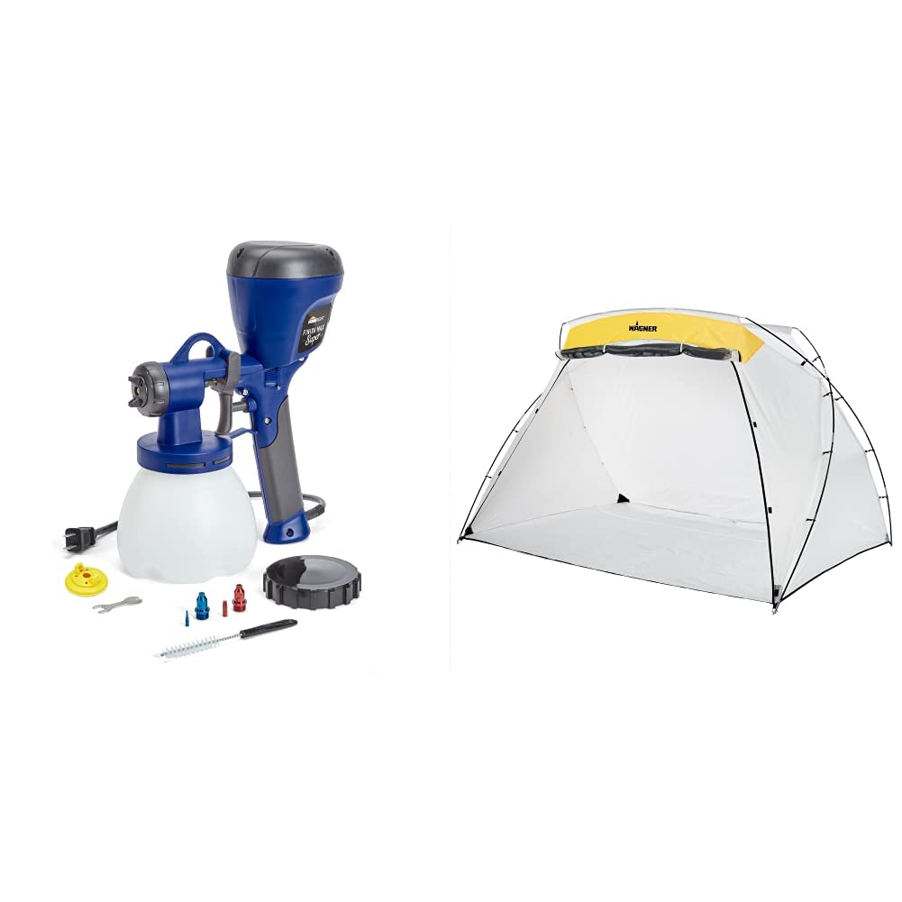 HomeRight C800971.A Super Finish Max HVLP Paint Sprayer & Wagner C900038.M Large Spray Shelter with Built-in Floor - Portable Paint Booth for DIY Projects, Furniture Refinishing, and Automotive Painting