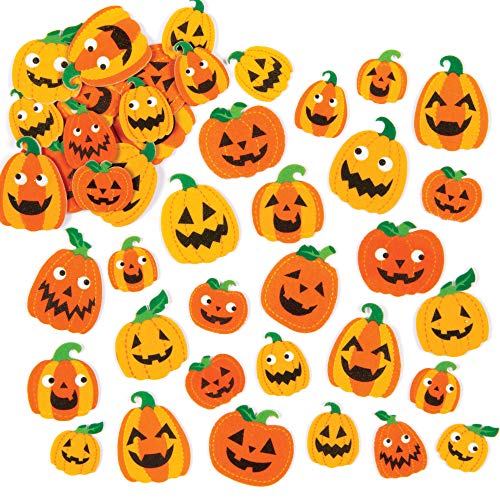 Baker Ross ET654 Jack O'Lantern Foam Stickers - 128-Pack Halloween Pumpkin Stickers for Kids, Fun Self-Adhesive Craft Stickers for DIY Projects, Classroom Activities & Party Decorations