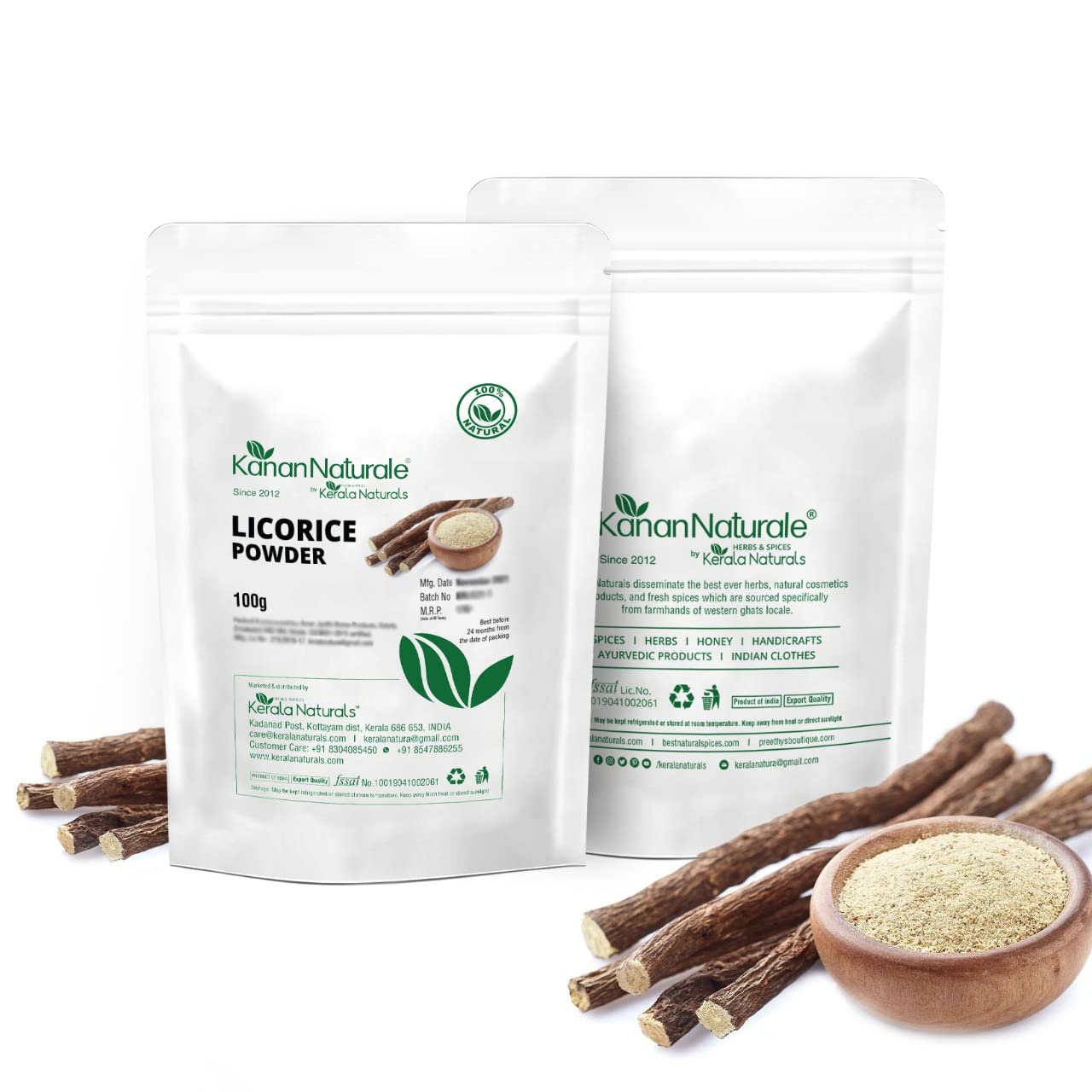 Organic Licorice Root Powder (Mulethi) 100g - Natural Skin Brightening Treatment for Dark Spots & Acne - Hydrating Face Mask Ingredient - Ayurvedic Remedy for Glowing Skin | DIY Skincare, Herbal Tea, Beauty Recipes