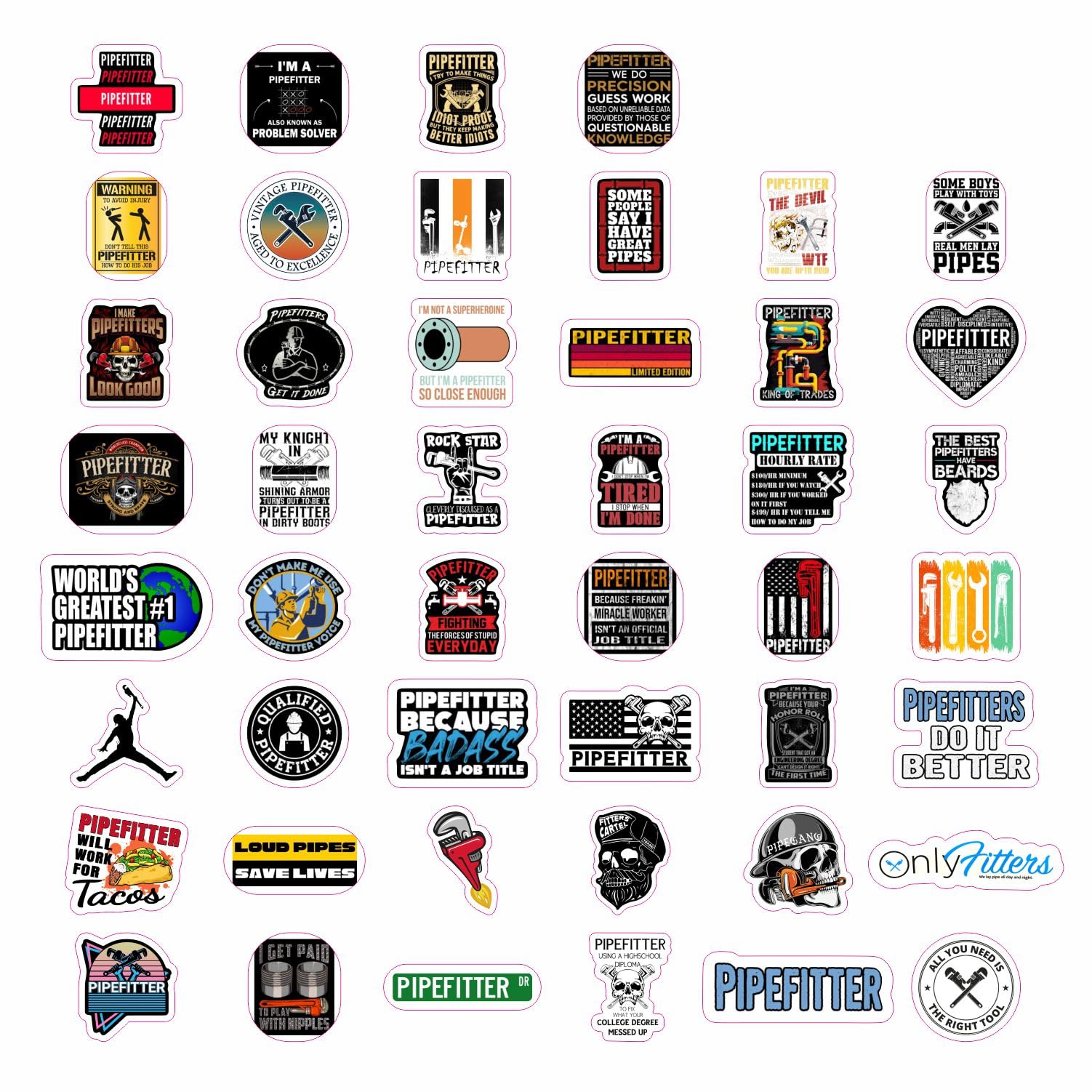 100Pcs Funny Pipefitter Stickers for Hard Hat - Cool Pipefitting Decals for Construction Workers - Perfect Gifts for Pipefitters & Welders - Use on Helmets, Toolboxes & Work Gear