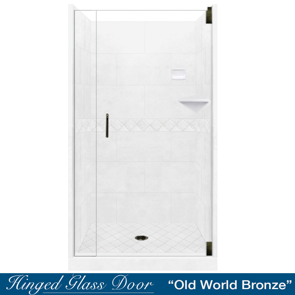 Alcove Natural Buff Sistine Stone & Diamond Stone Accent DIY Shower Remodel Kit - Easy Bathroom Upgrade for Home Renovation