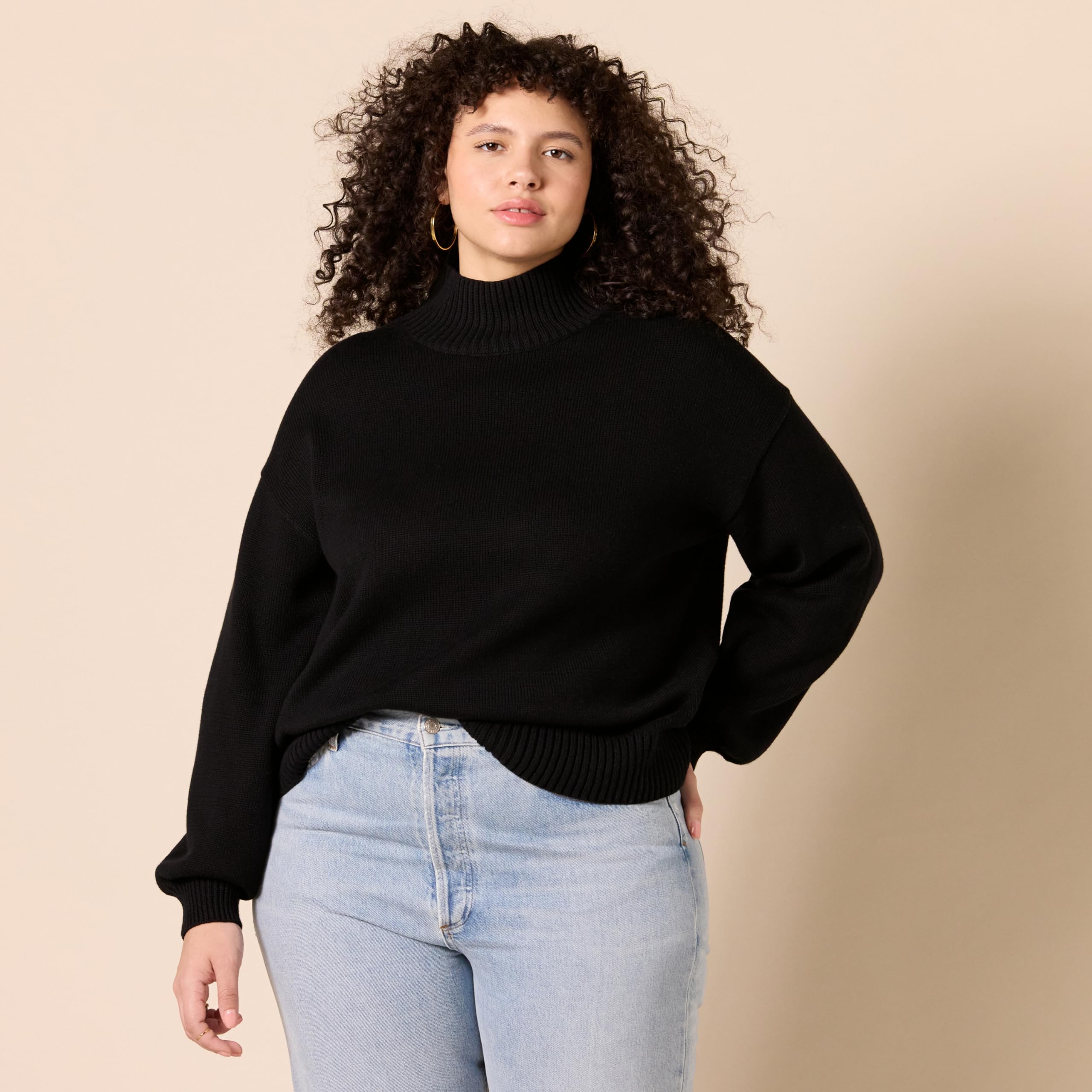 Amazon Essentials Women's Cotton Sweaters - Soft Funnel Neck Pullover, Plus Size Options | Casual Wear, Office Outfits & Fall Layering