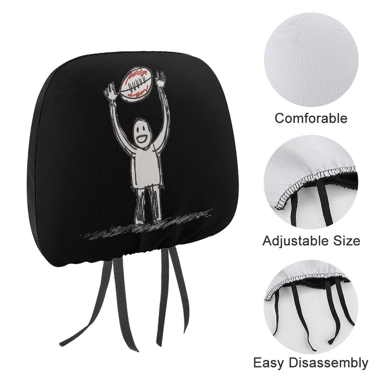 Universal Car Headrest Cover - Full Wrap Seat Protector for Football Fans - 1PC - Perfect for Road Trips & Game Day Car Decor