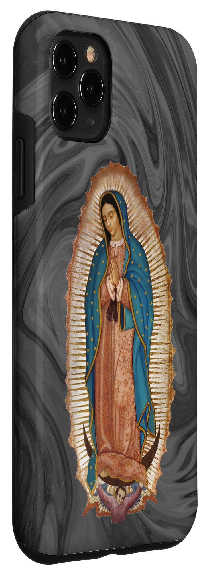 iPhone 11 Pro Max Case with Our Lady of Guadalupe Design - Catholic Blessed Virgin Mary Phone Cover in Gray - Perfect for Religious Protection & Daily Use
